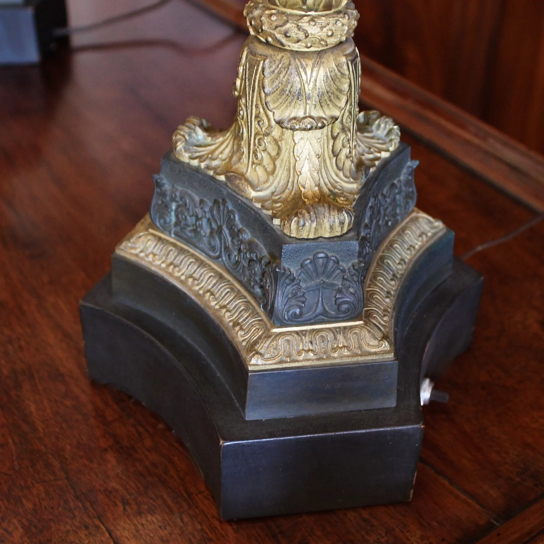 Bronze and Gilt Bronze French Restauration Style Candelabra Lamps