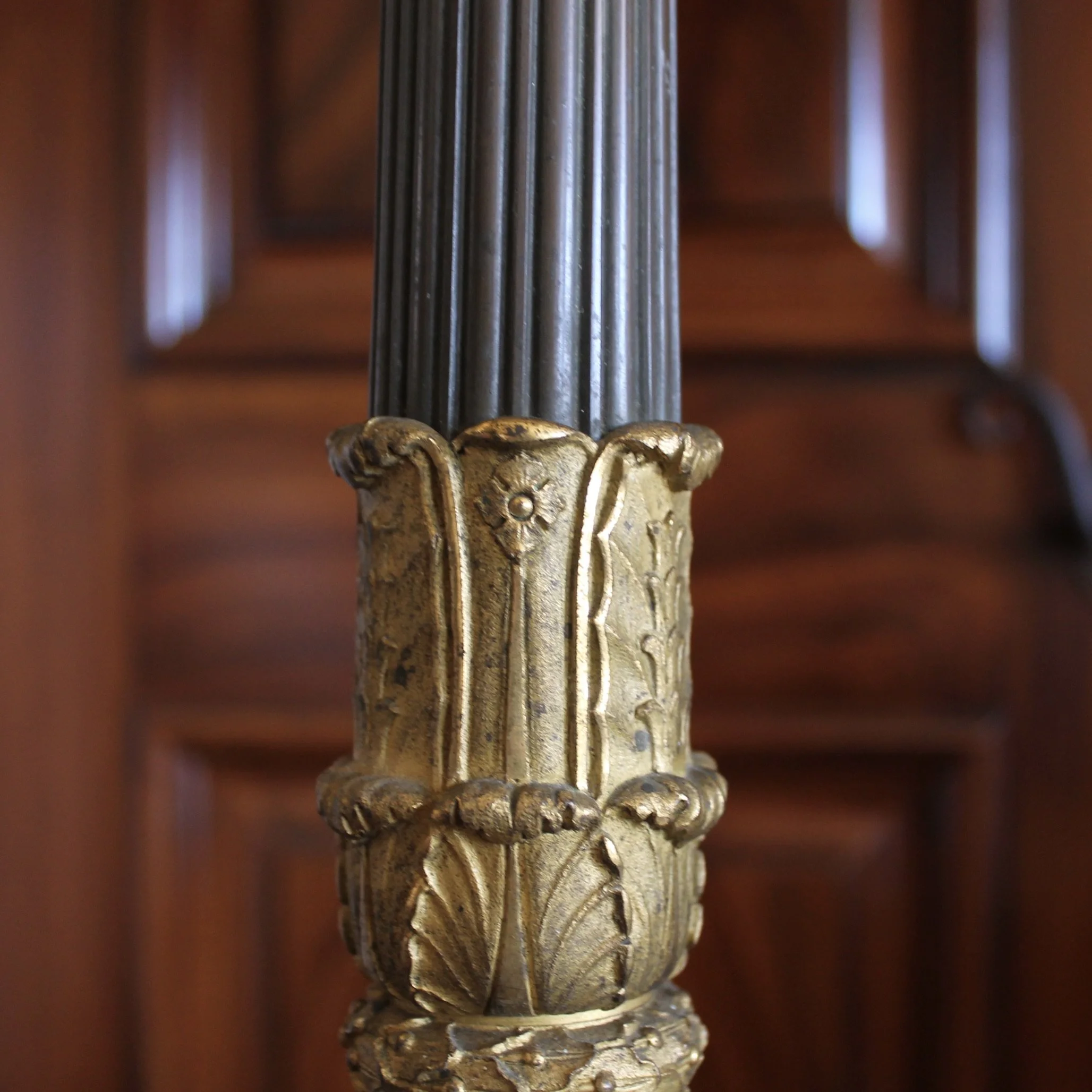 Bronze and Gilt Bronze French Restauration Style Candelabra Lamps