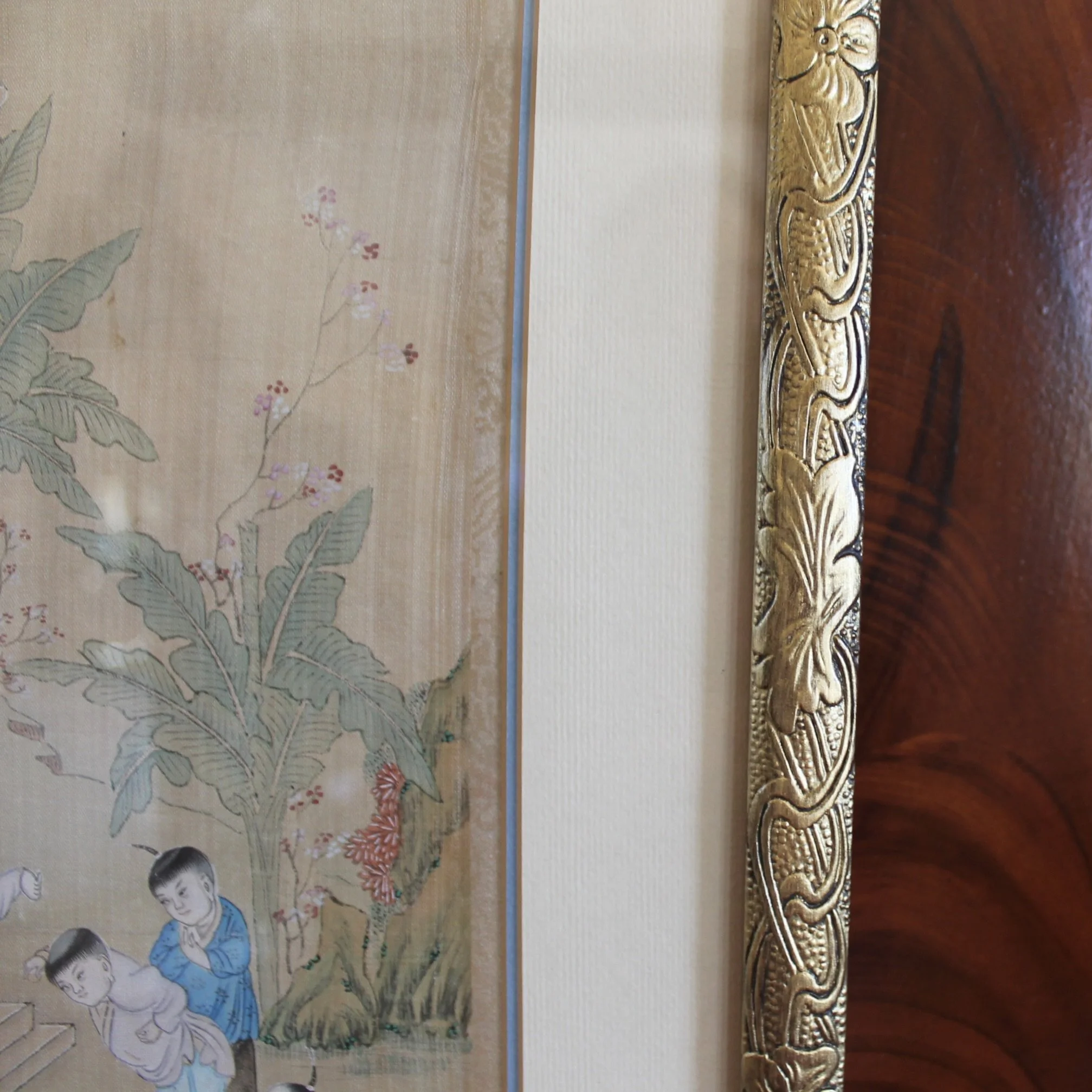 Framed Hand Painted Chinese Palace Scenes