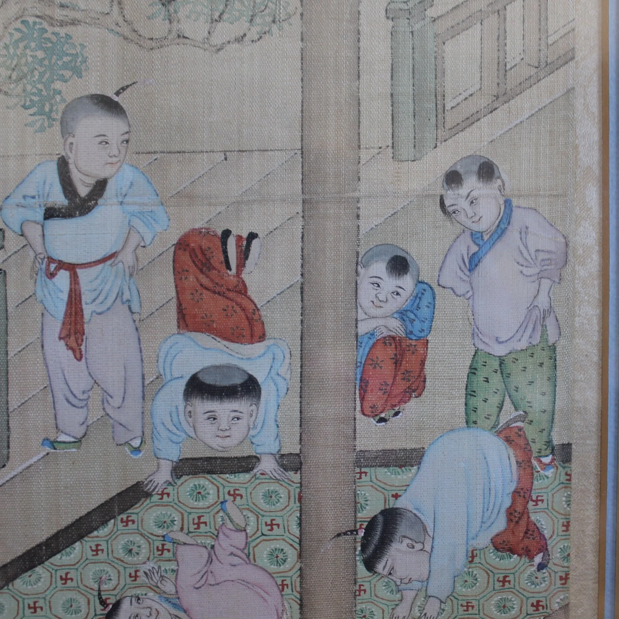 Framed Hand Painted Chinese Palace Scenes