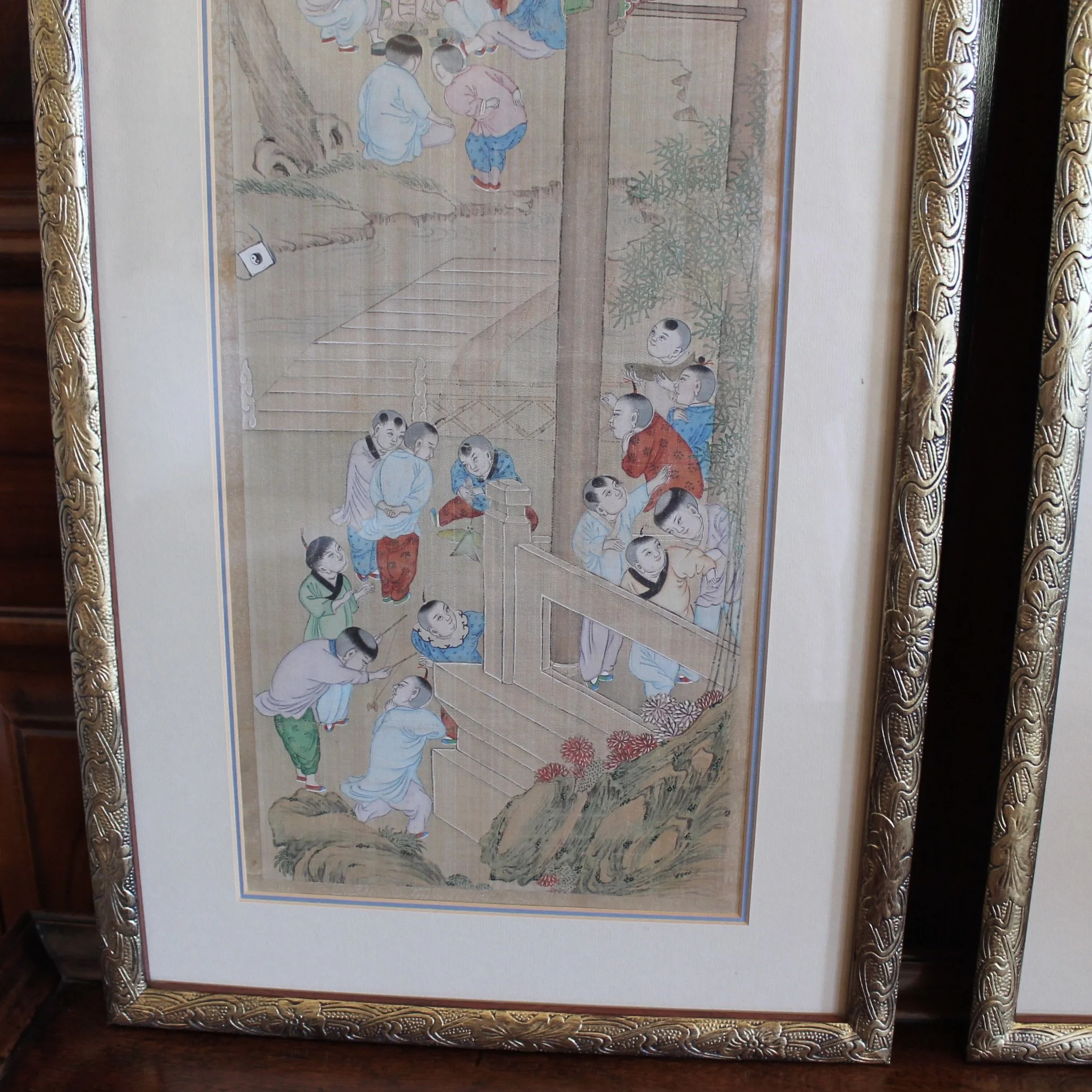 Framed Hand Painted Chinese Palace Scenes