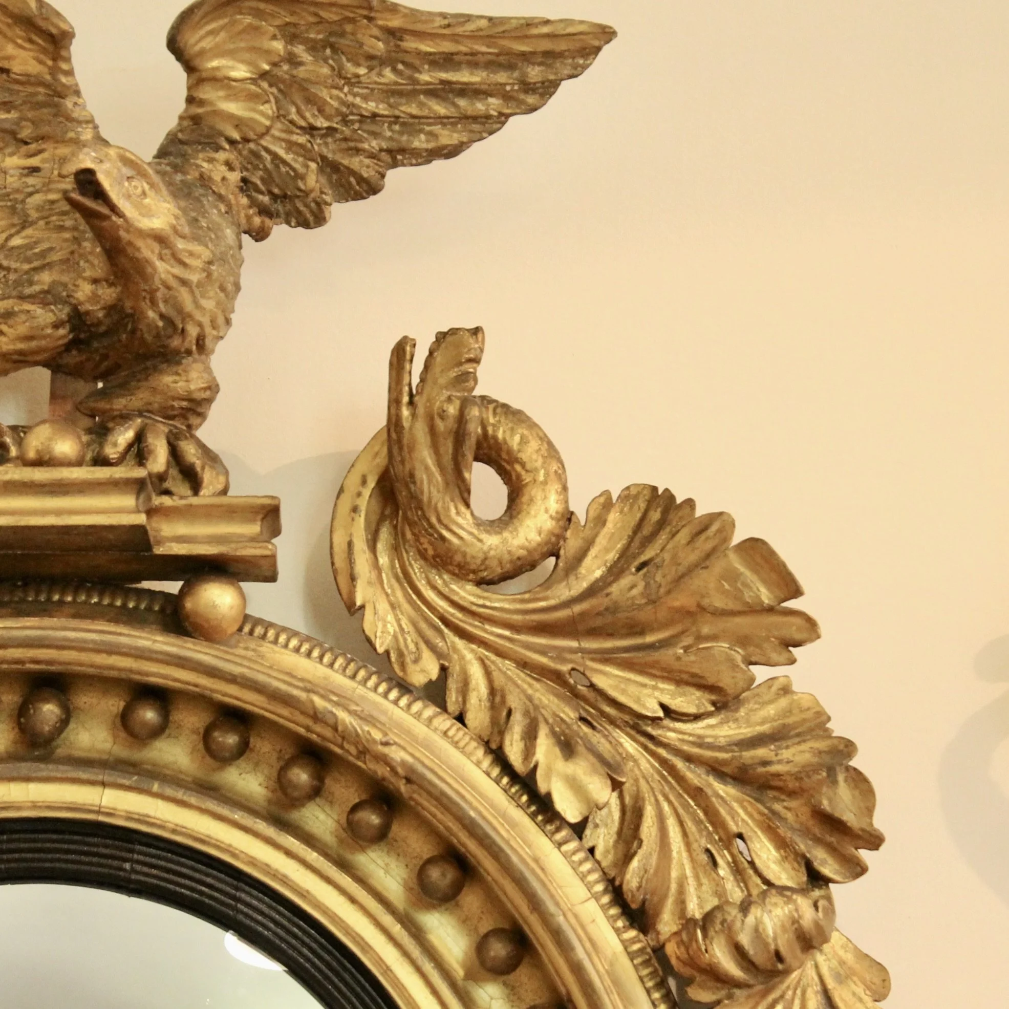Regency Convex Giltwood Mirror with Eagle