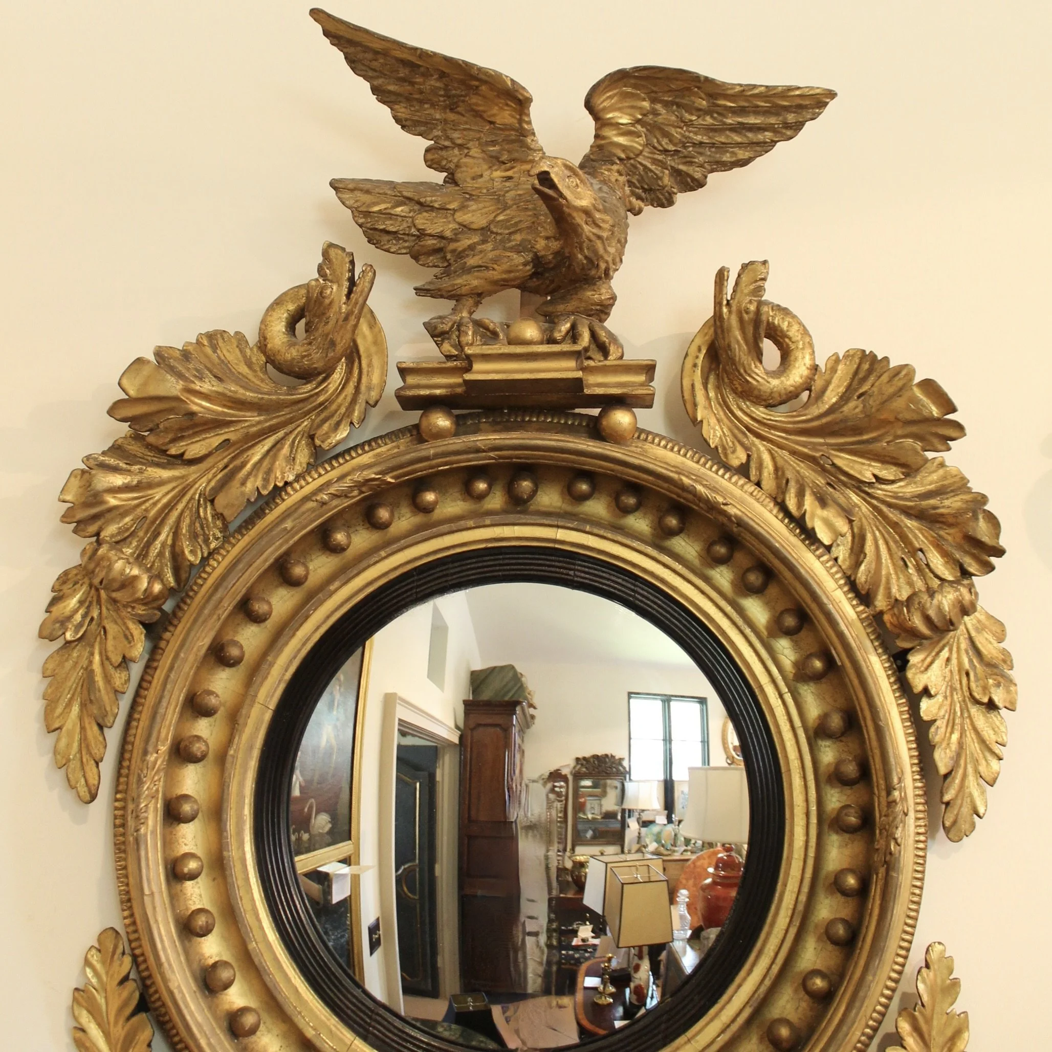 Regency Convex Giltwood Mirror with Eagle