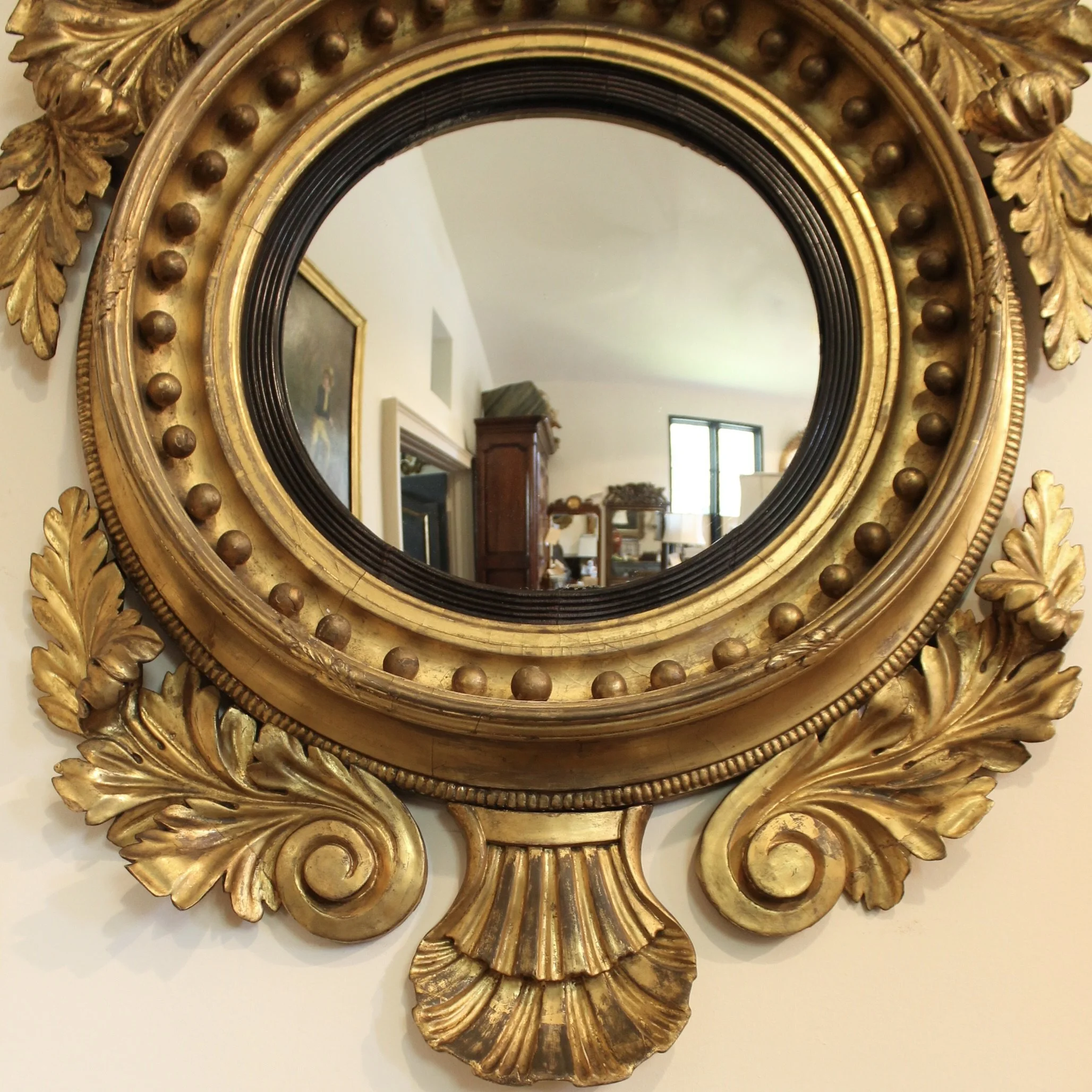 Regency Convex Giltwood Mirror with Eagle