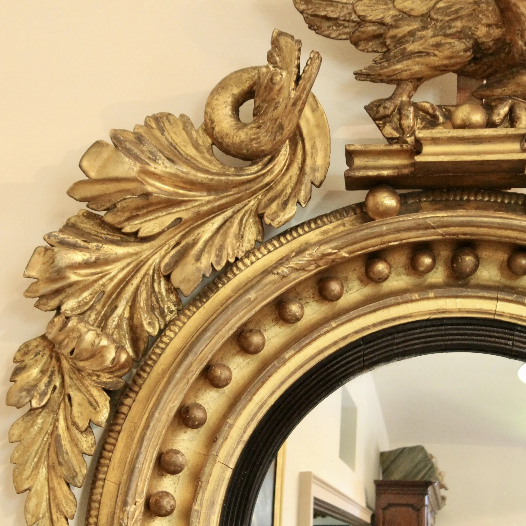 Regency Convex Giltwood Mirror with Eagle