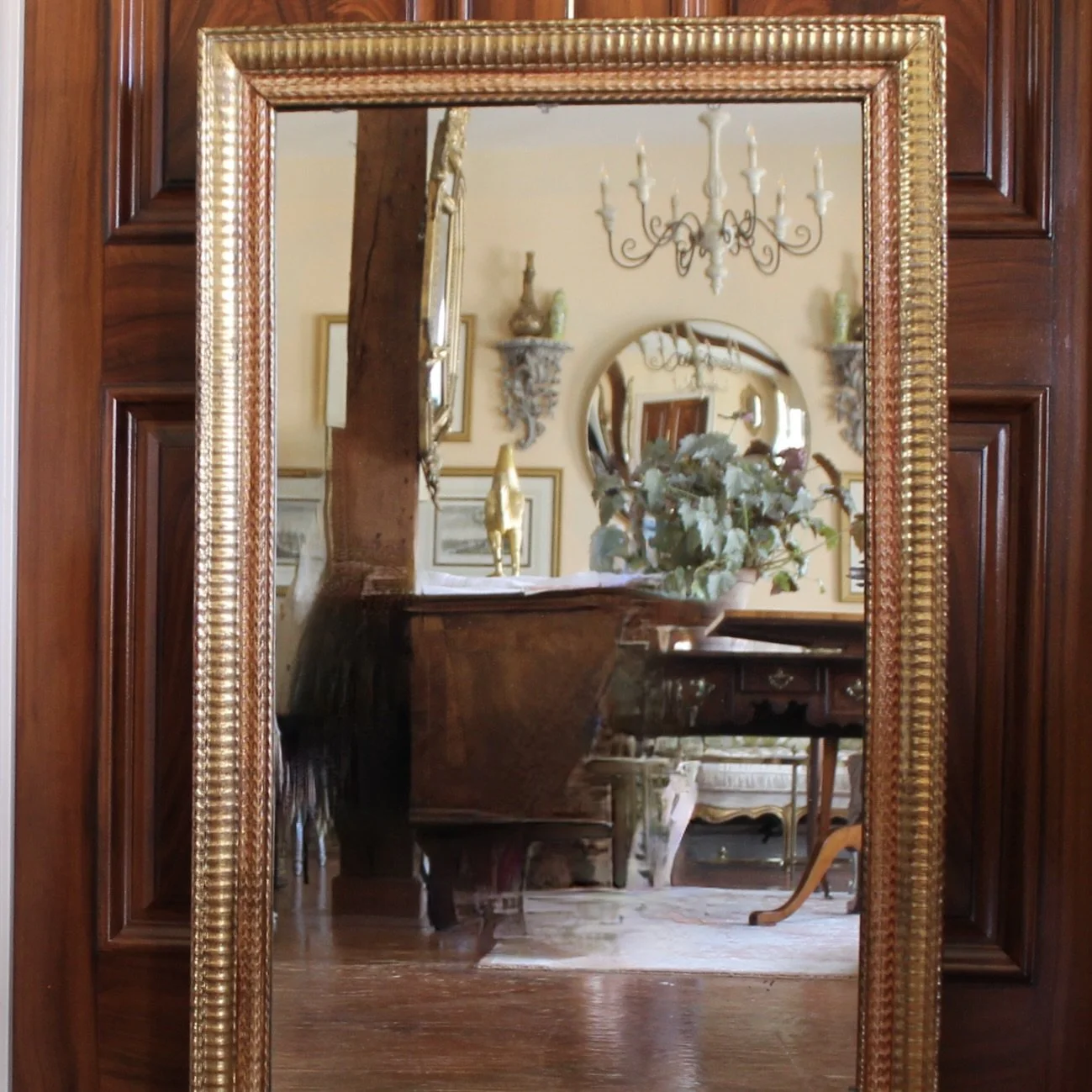 Gilt Wood Ripple Carved Pier Mirror or Overmantel Mirror, 19th Century