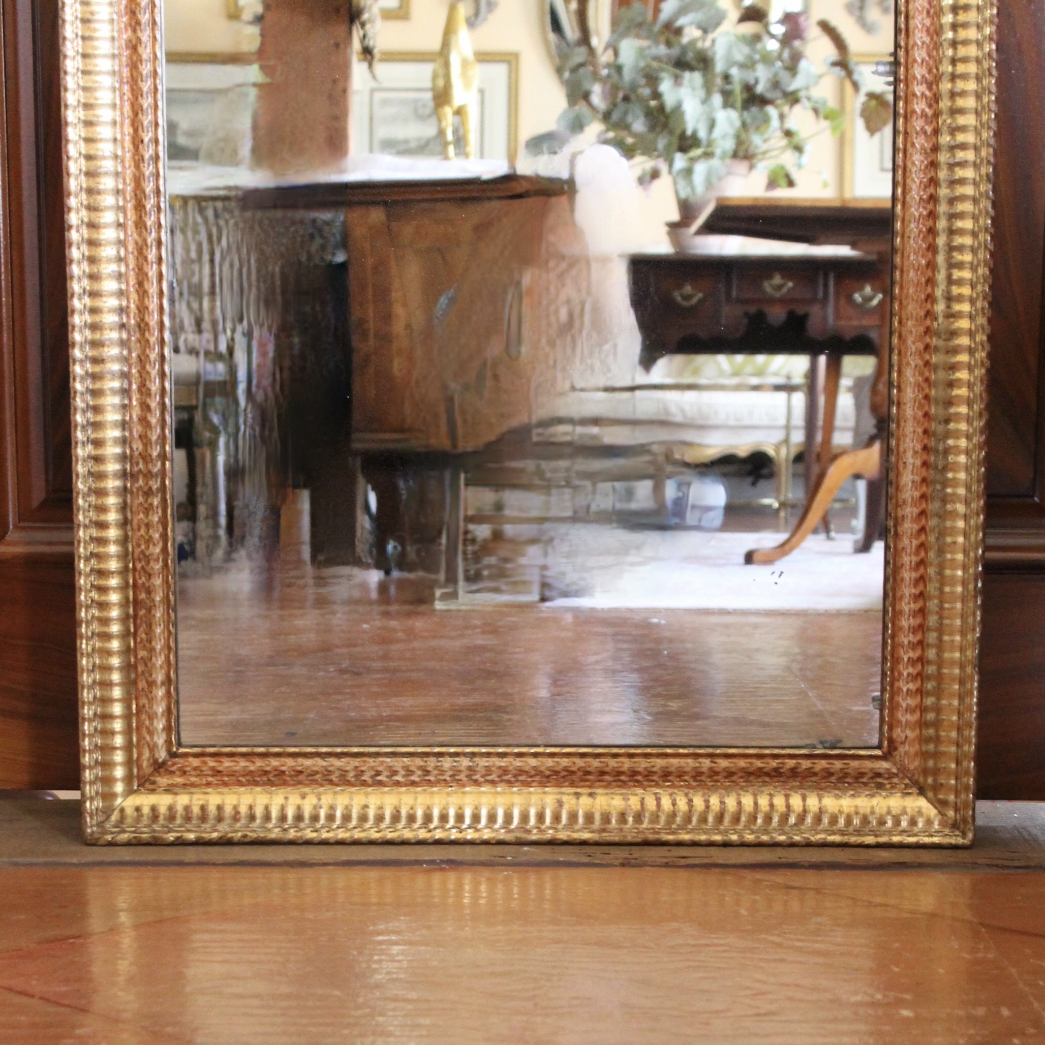 Gilt Wood Ripple Carved Pier Mirror or Overmantel Mirror, 19th Century