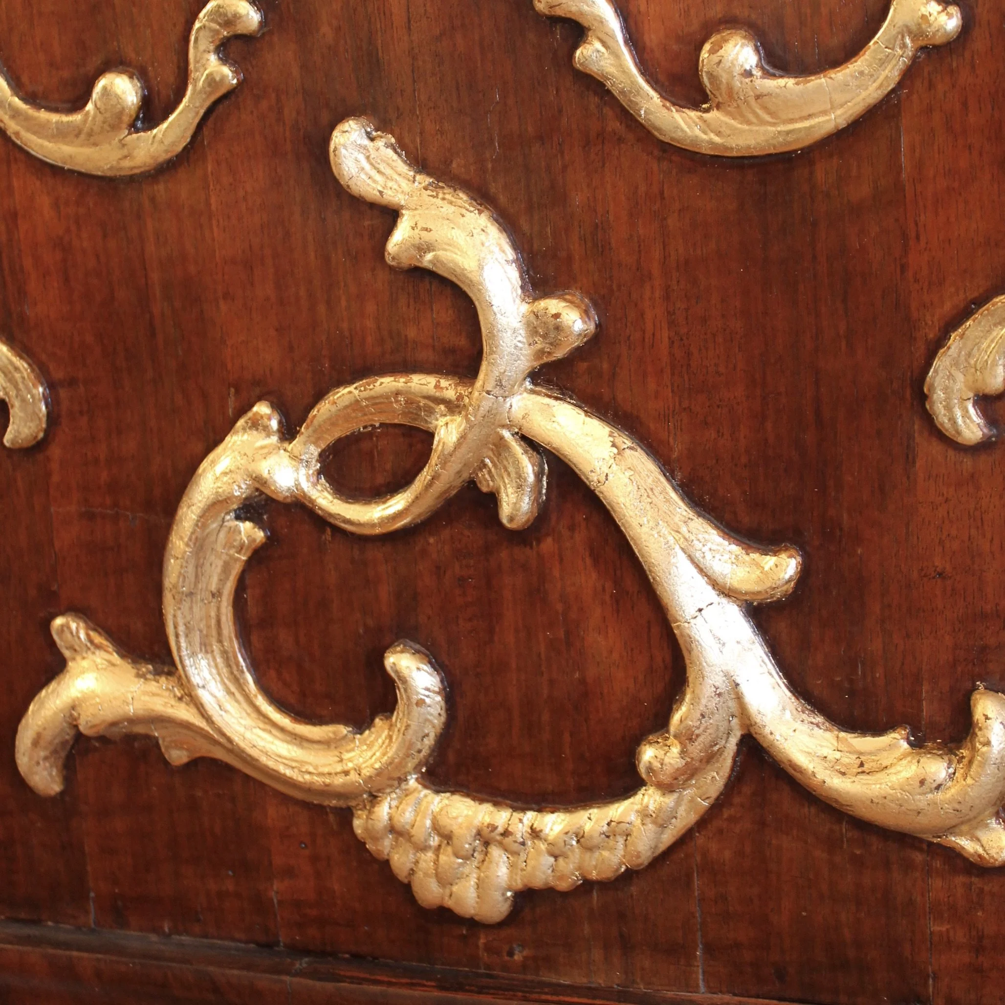 Scandinavian Danish Rococo Walnut and Gilt Mirror