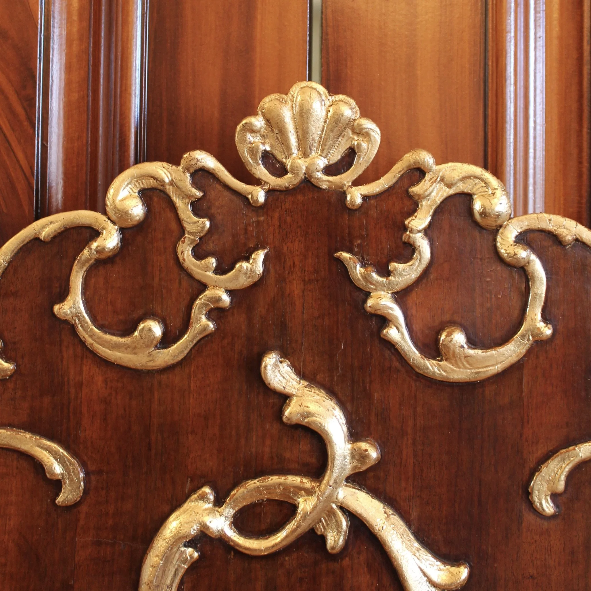 Scandinavian Danish Rococo Walnut and Gilt Mirror