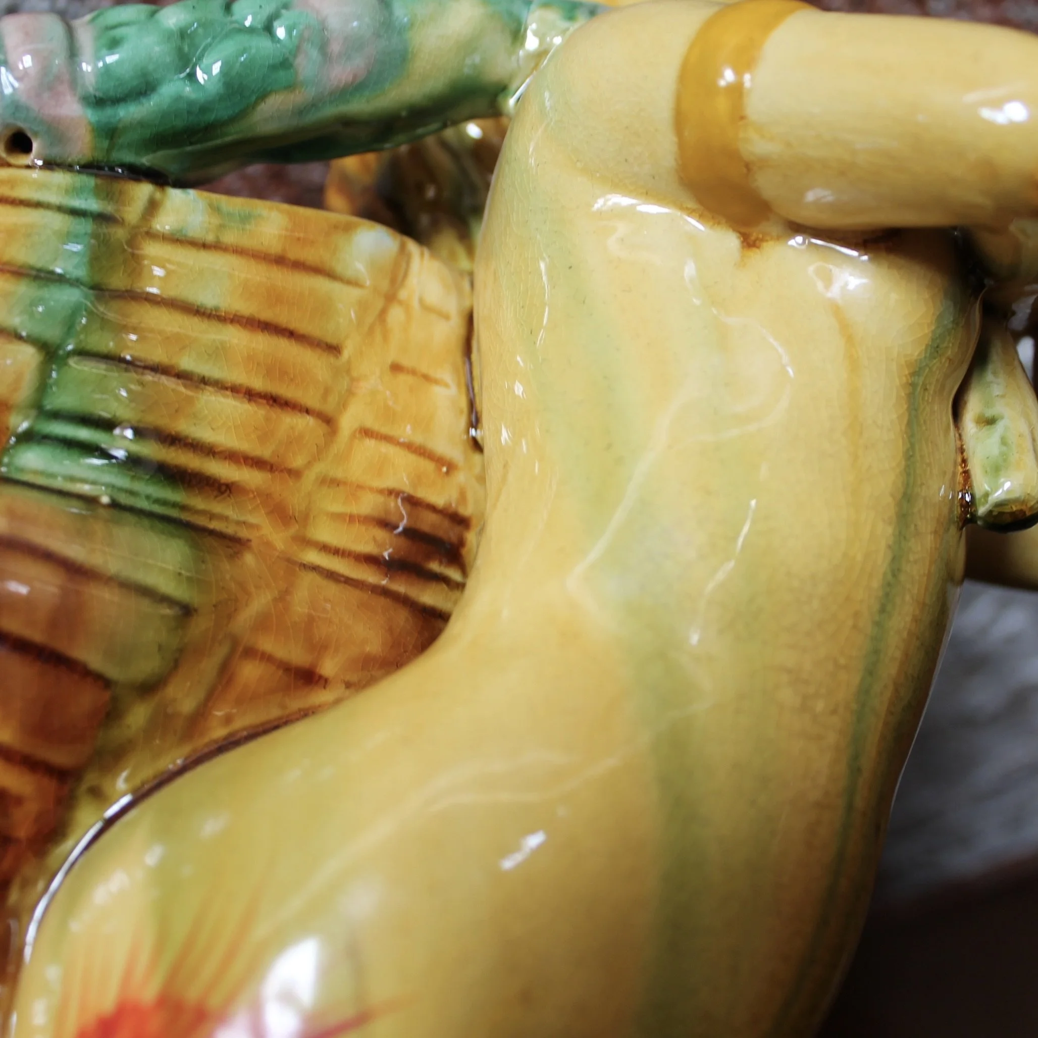 Large Majolica Sea Shell Centerpiece Bowl with Mermaid Caryatids, Minton