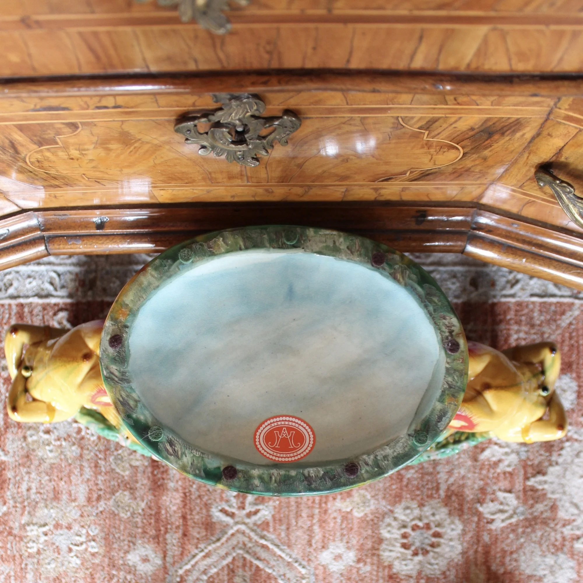 Large Majolica Sea Shell Centerpiece Bowl with Mermaid Caryatids, Minton