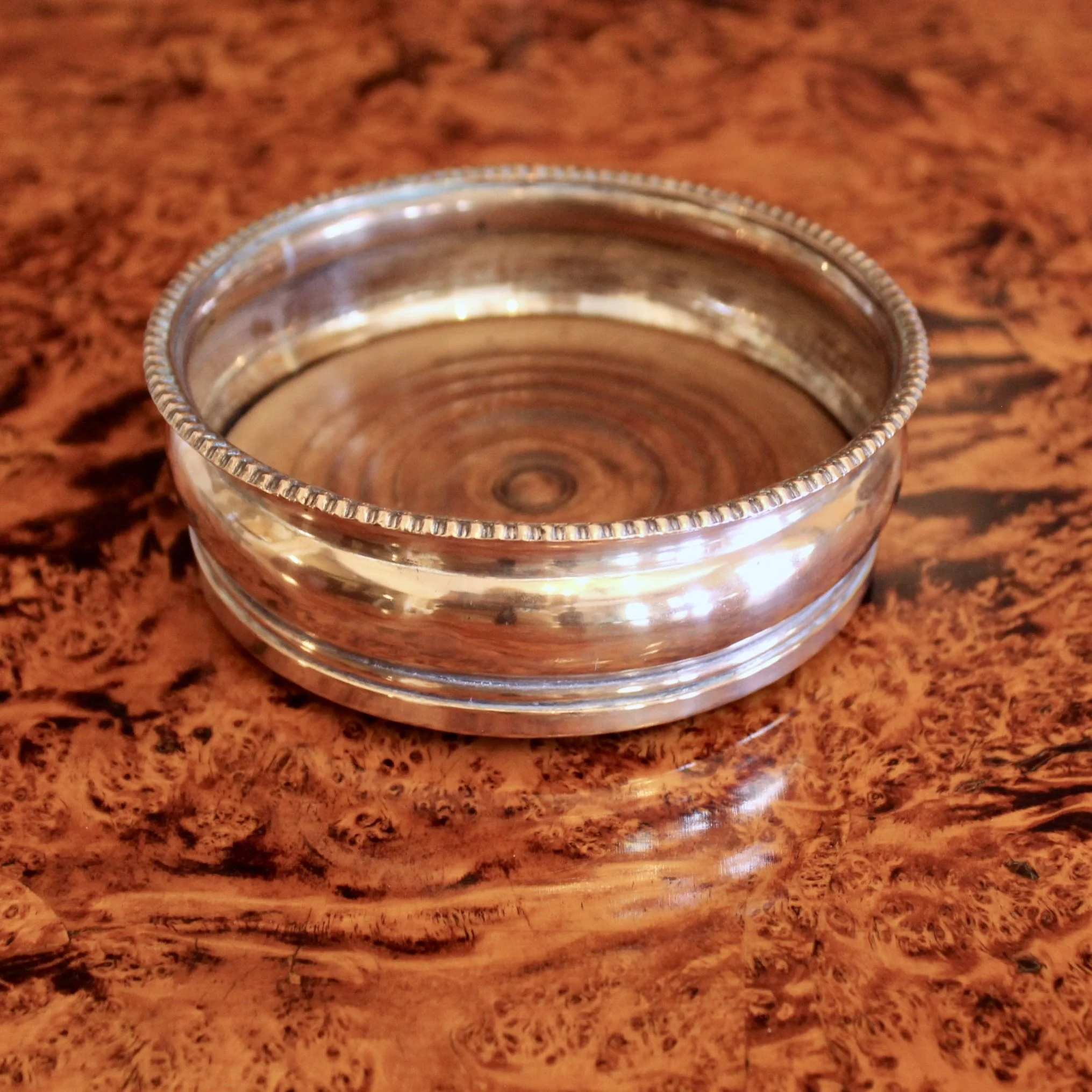 English Copper Wine Coaster with Beaded Rim