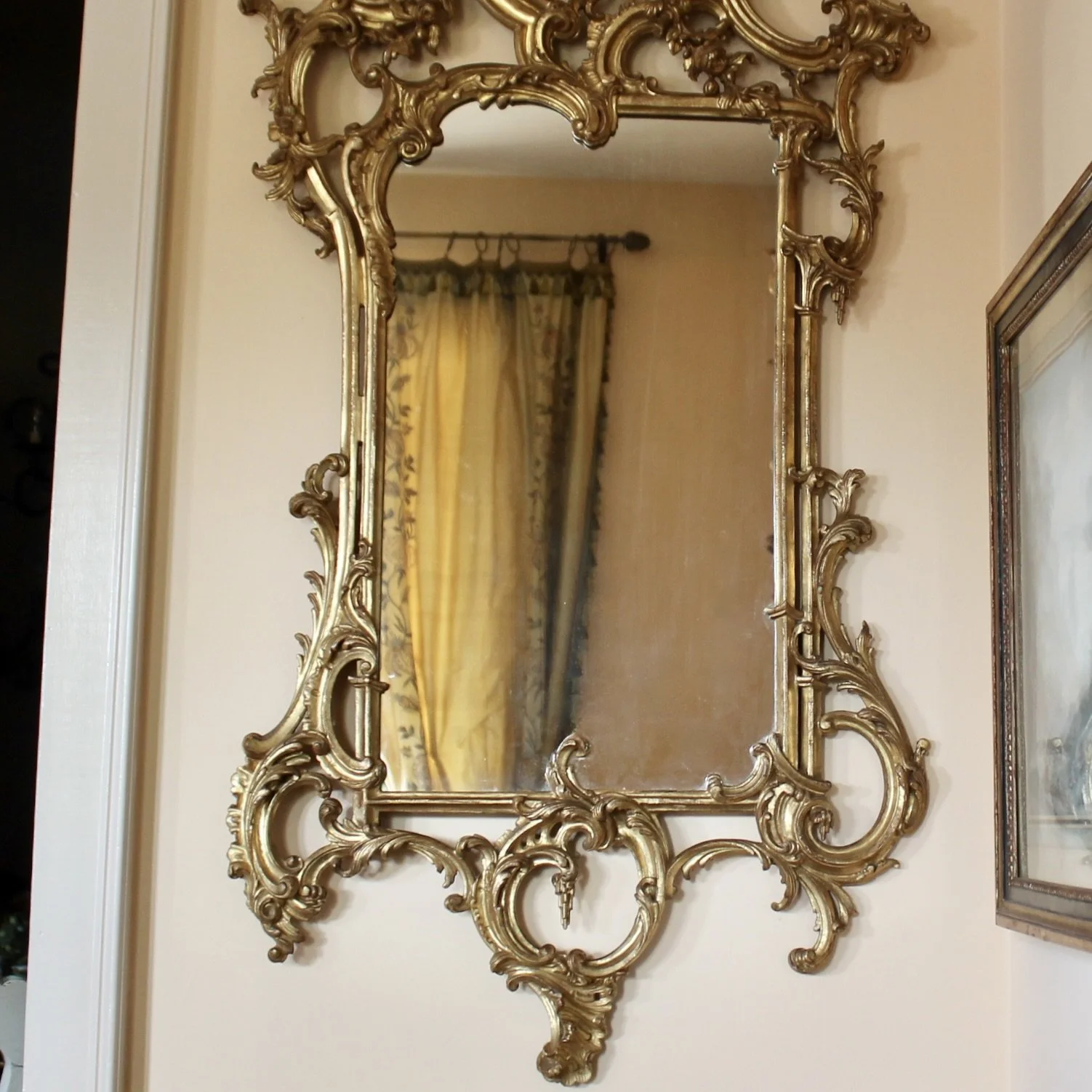 Italian Carved and Gilded Chippendale Rococo Style Mirror