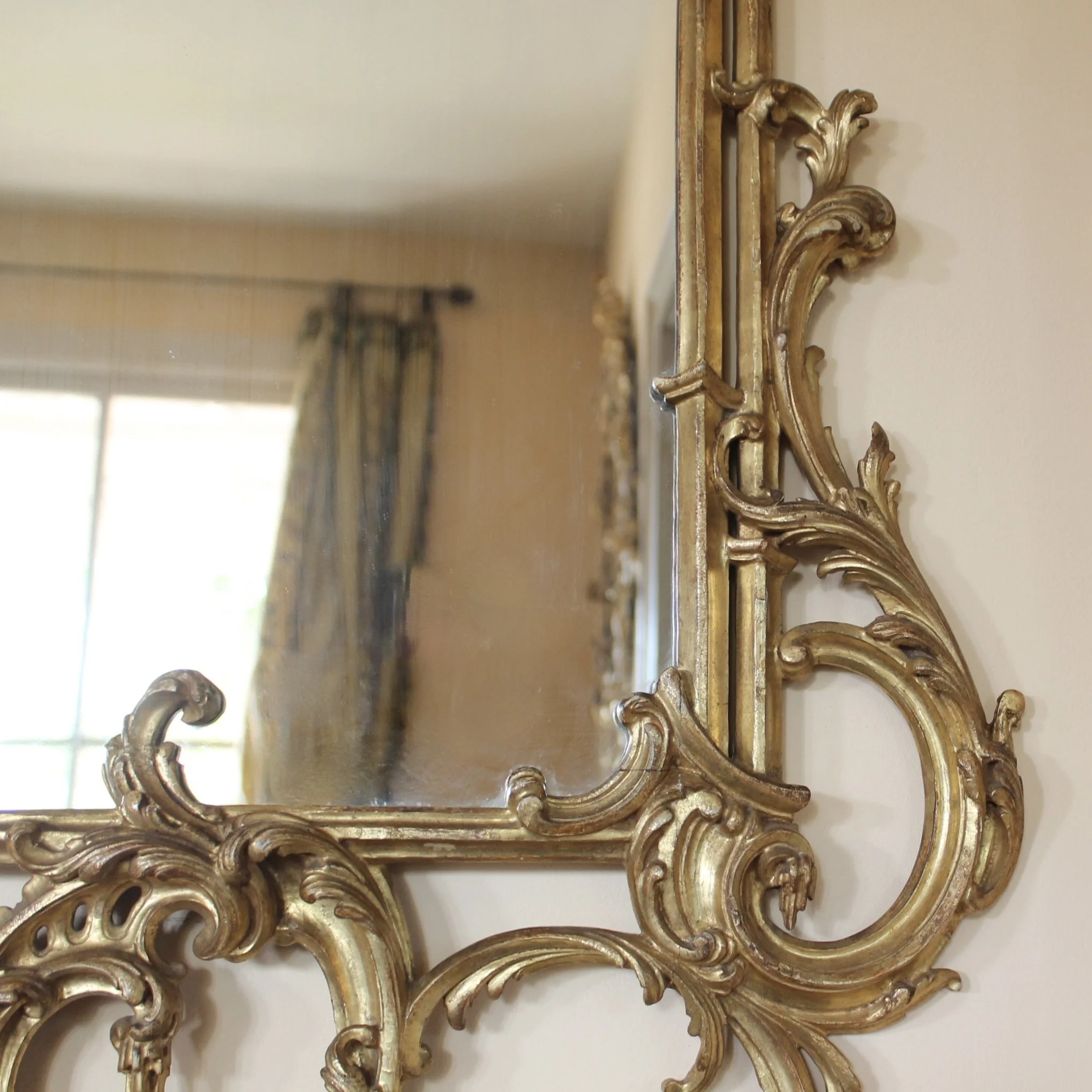 Italian Carved and Gilded Chippendale Rococo Style Mirror