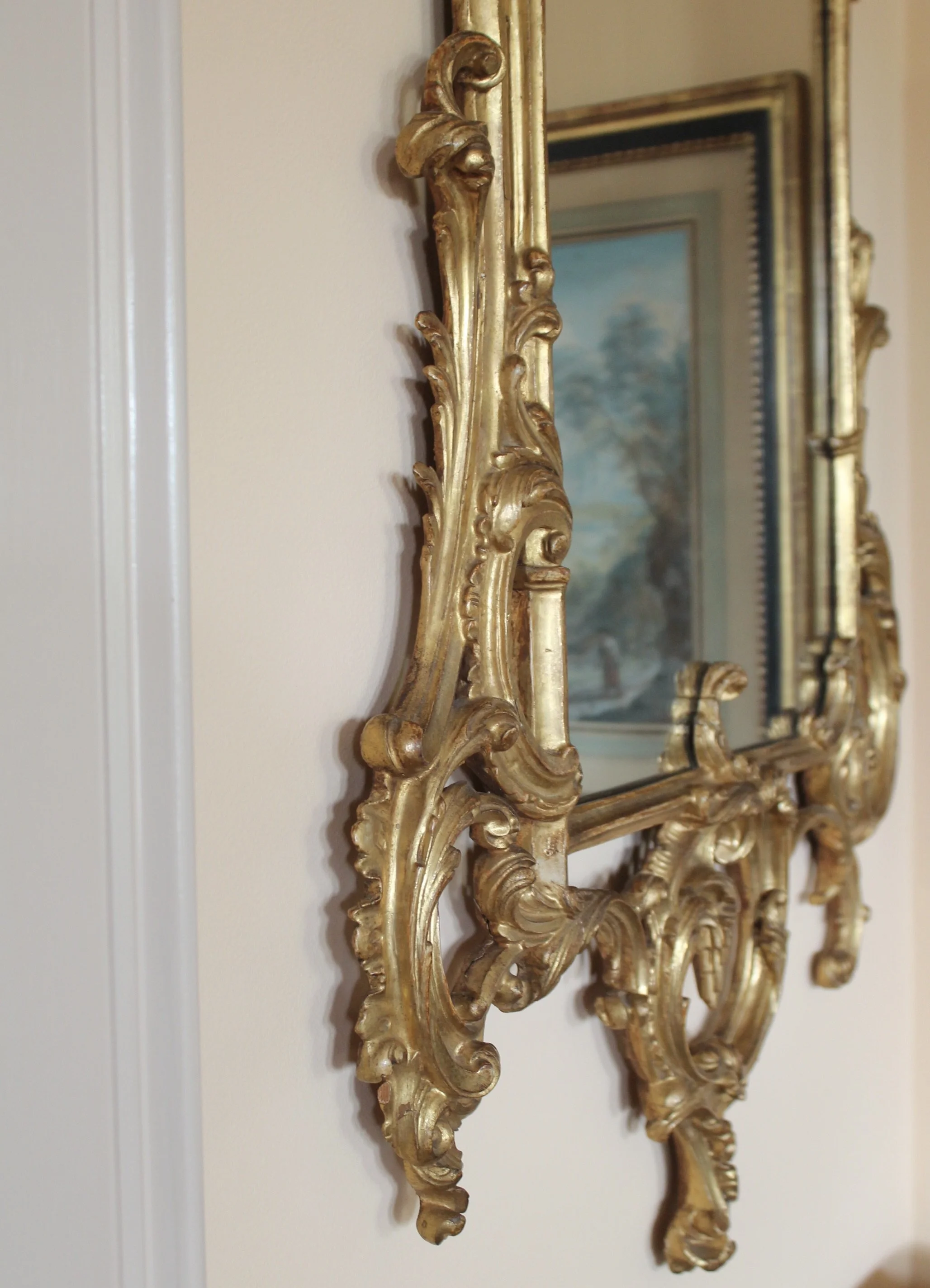 Italian Carved and Gilded Chippendale Rococo Style Mirror