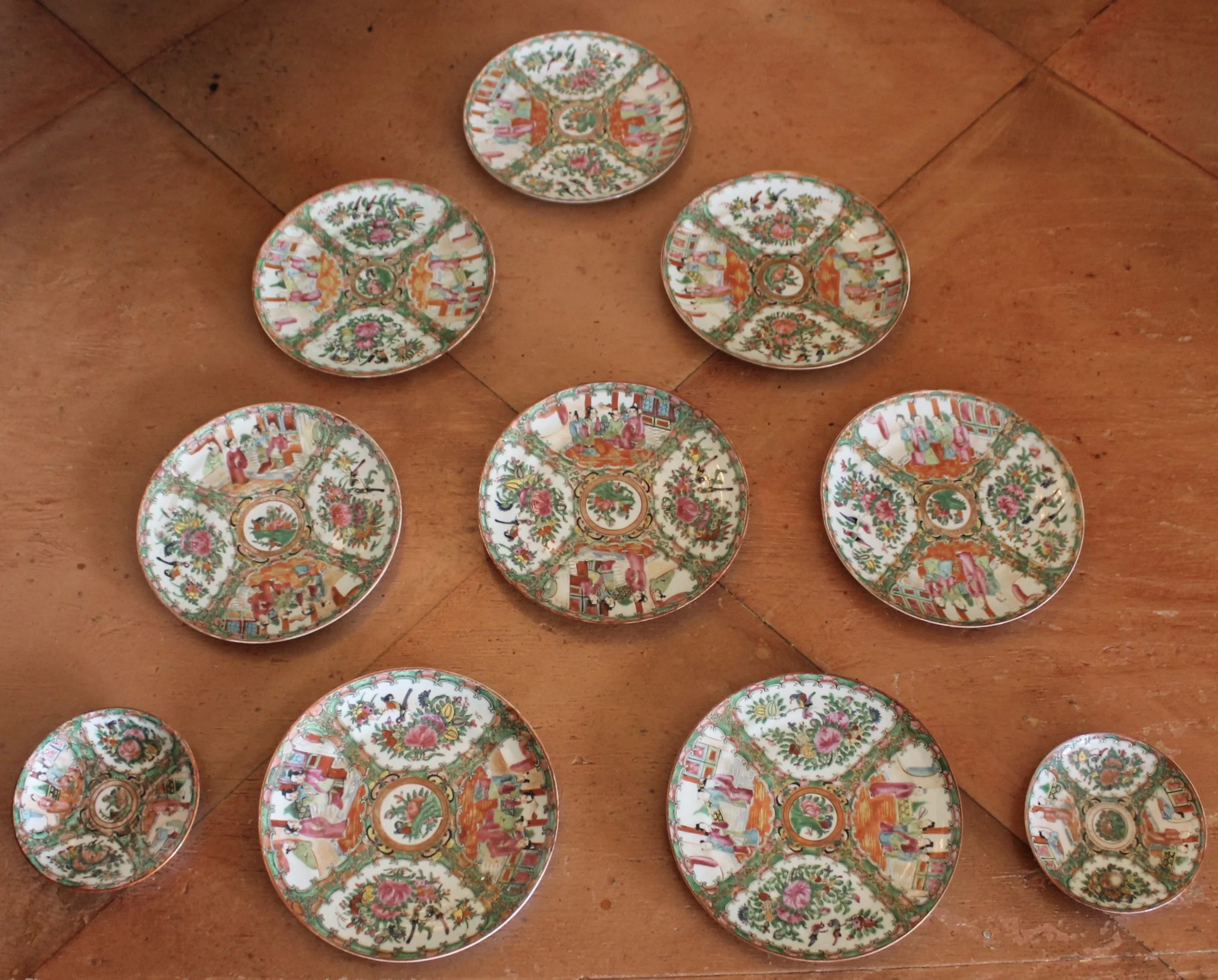 Rose Medallion Porcelain Dessert Plates- Set of 8
