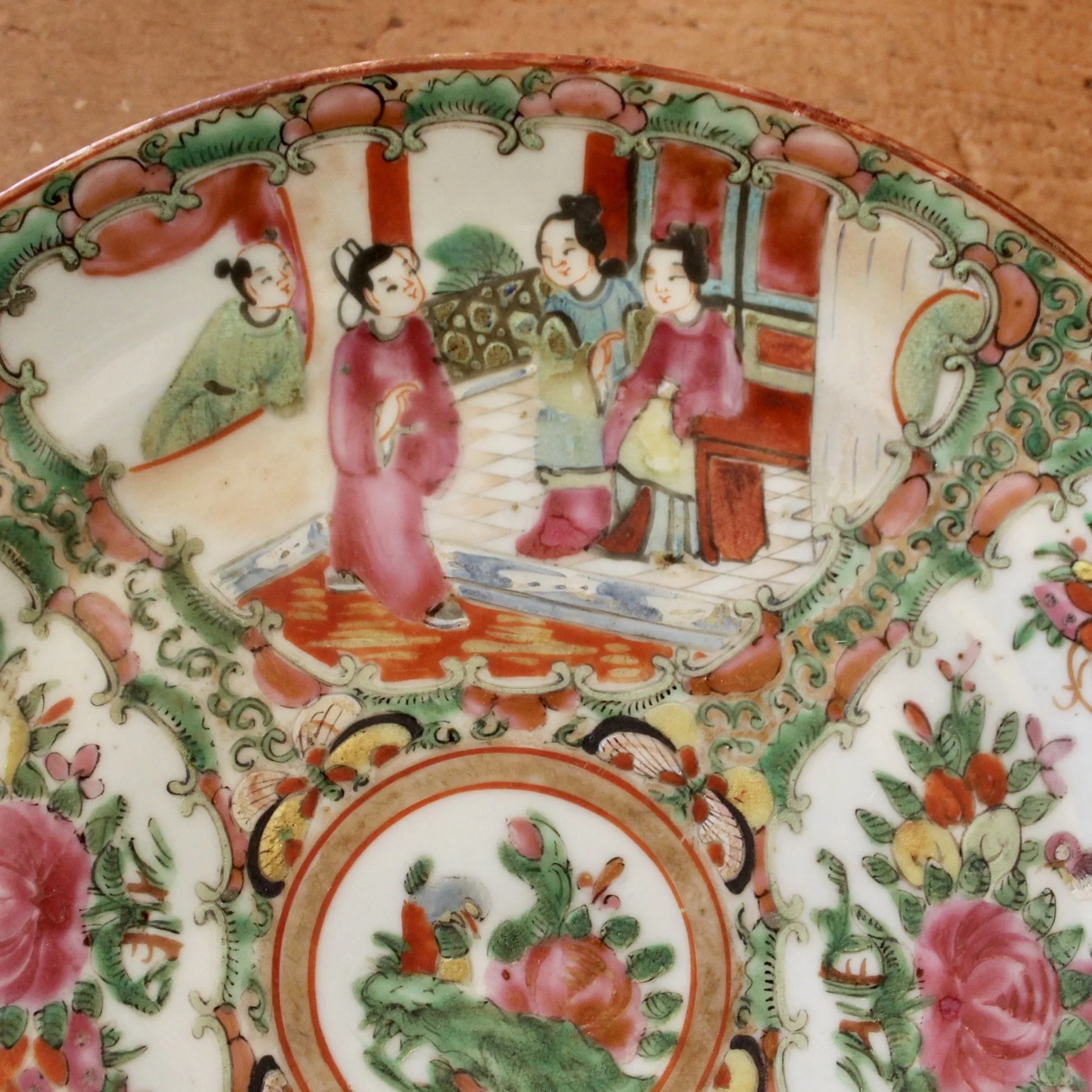 Rose Medallion Porcelain Dessert Plates- Set of 8