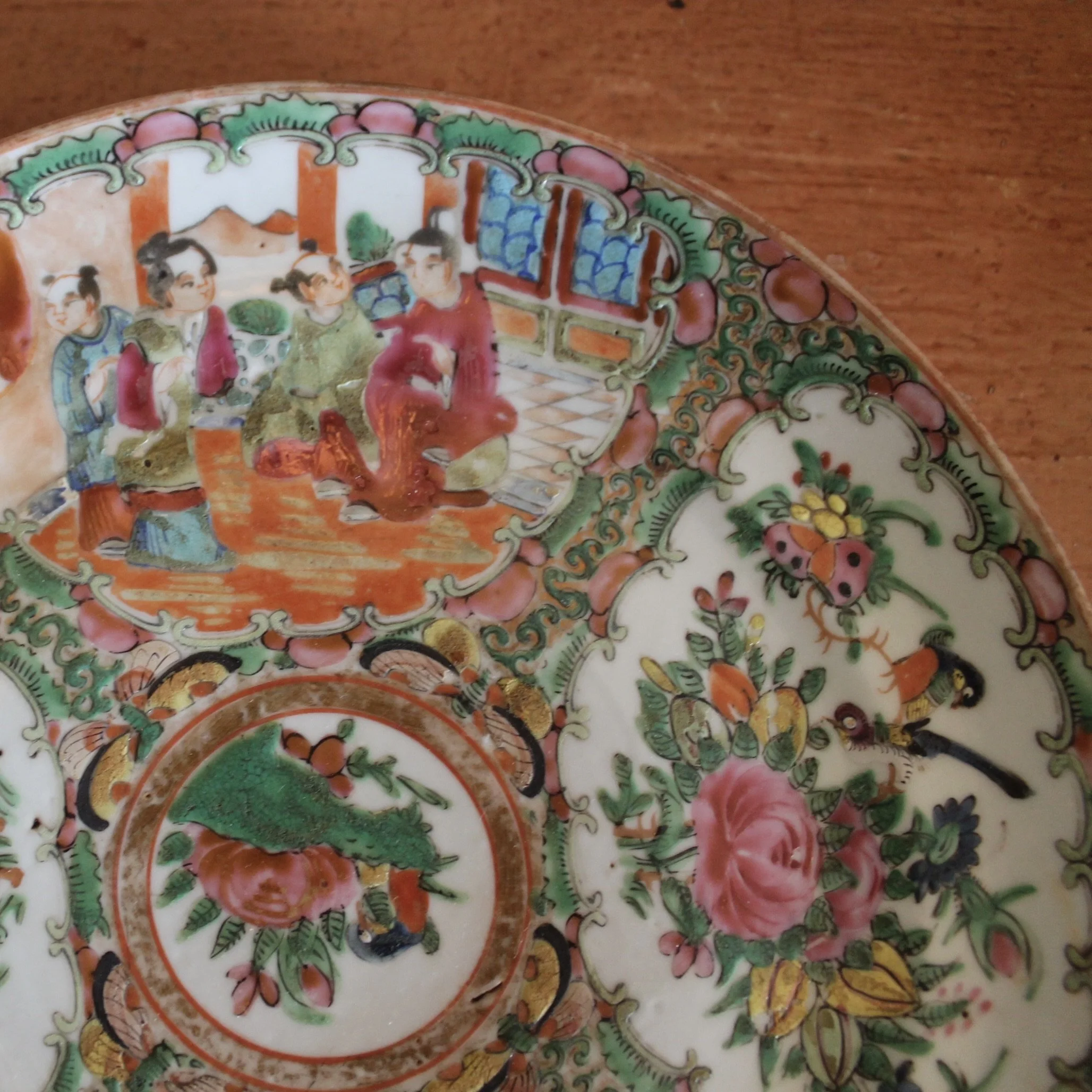 Rose Medallion Porcelain Dessert Plates- Set of 8