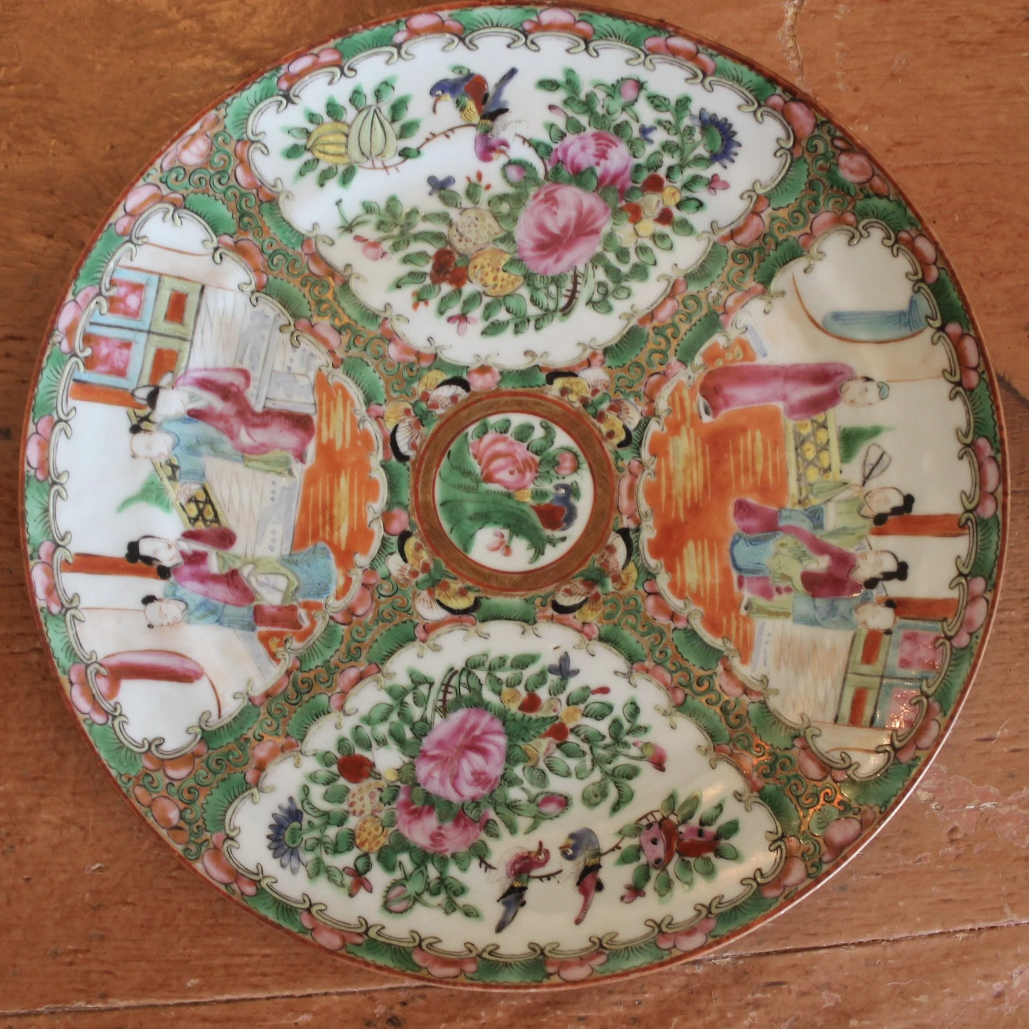 Rose Medallion Porcelain Dessert Plates- Set of 8