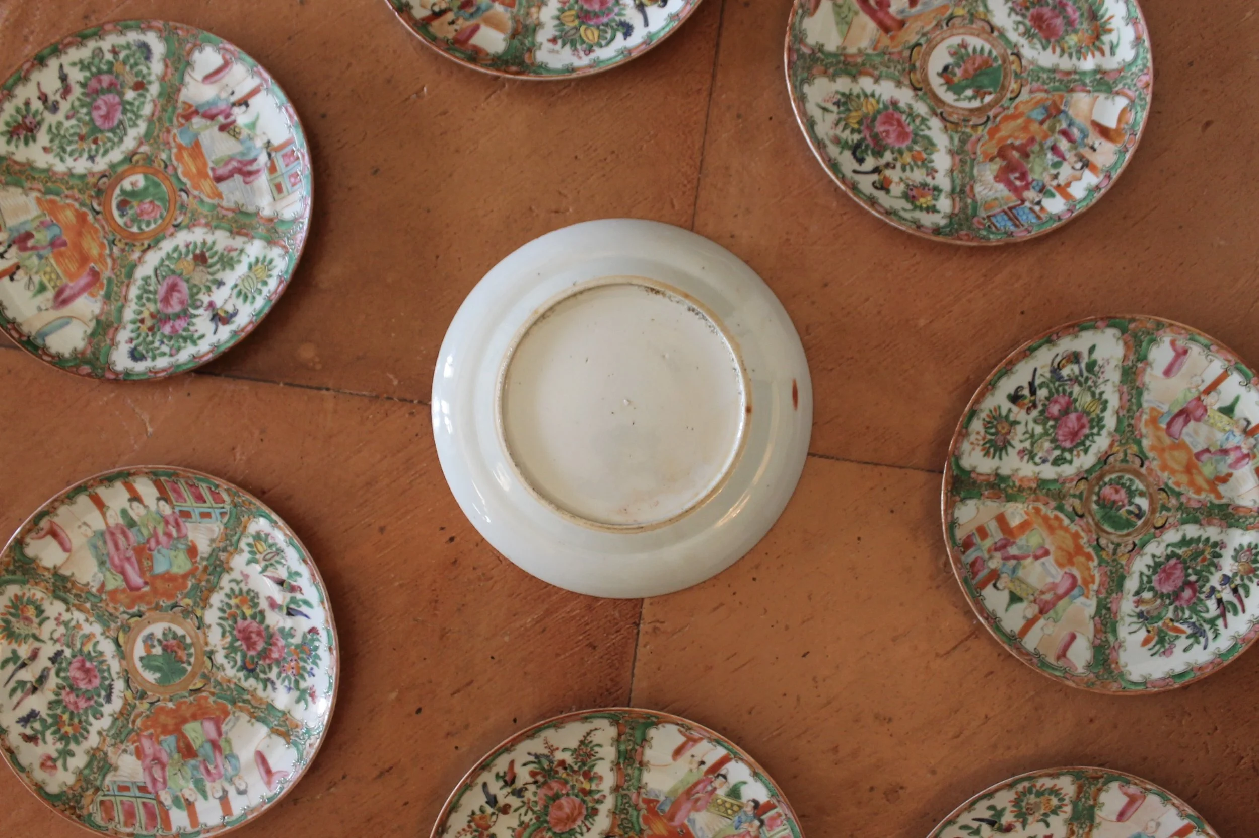 Rose Medallion Porcelain Dessert Plates- Set of 8