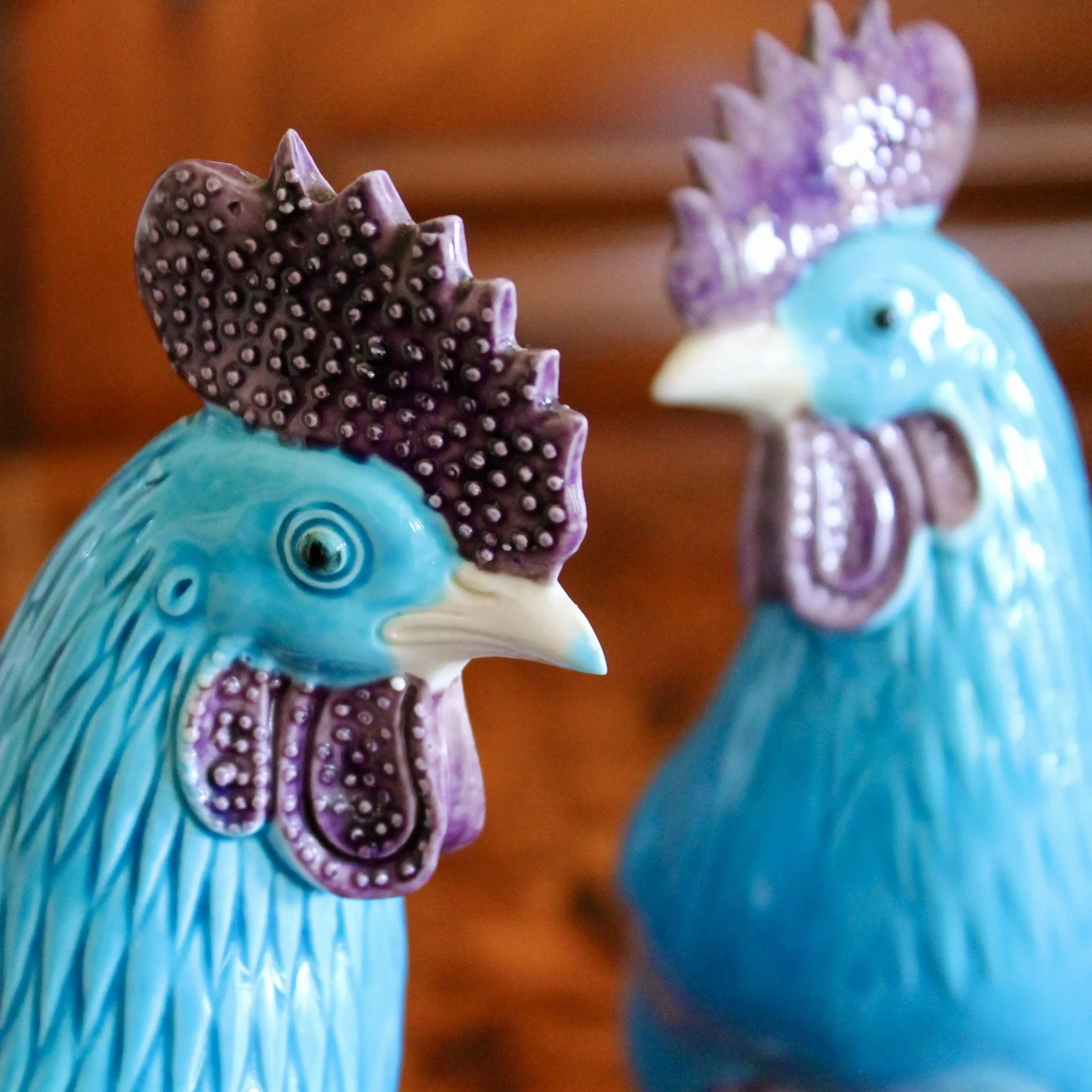 Pair of Turquoise Chinese Export Porcelain Chickens