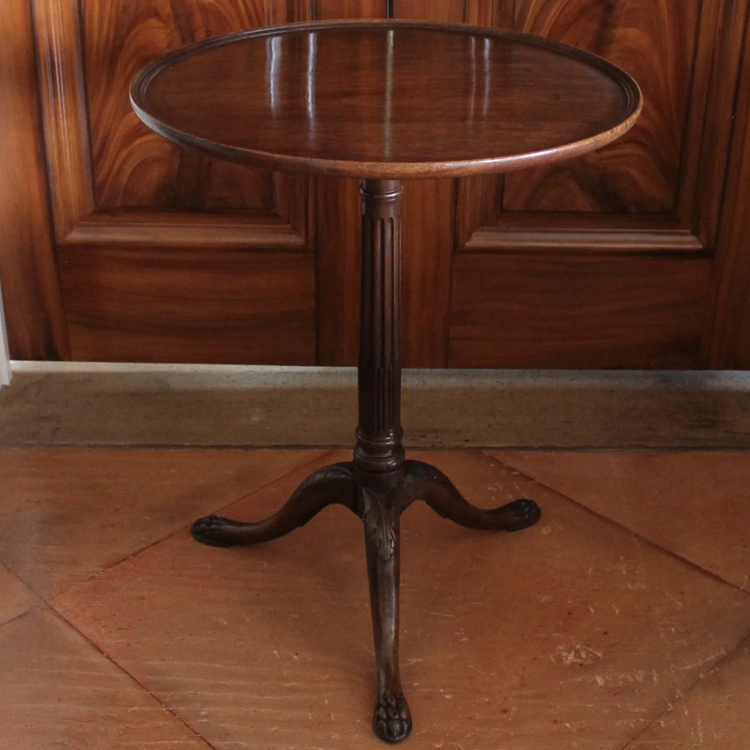 Small Georgian Mahogany Tilt Top Candle Stand Table