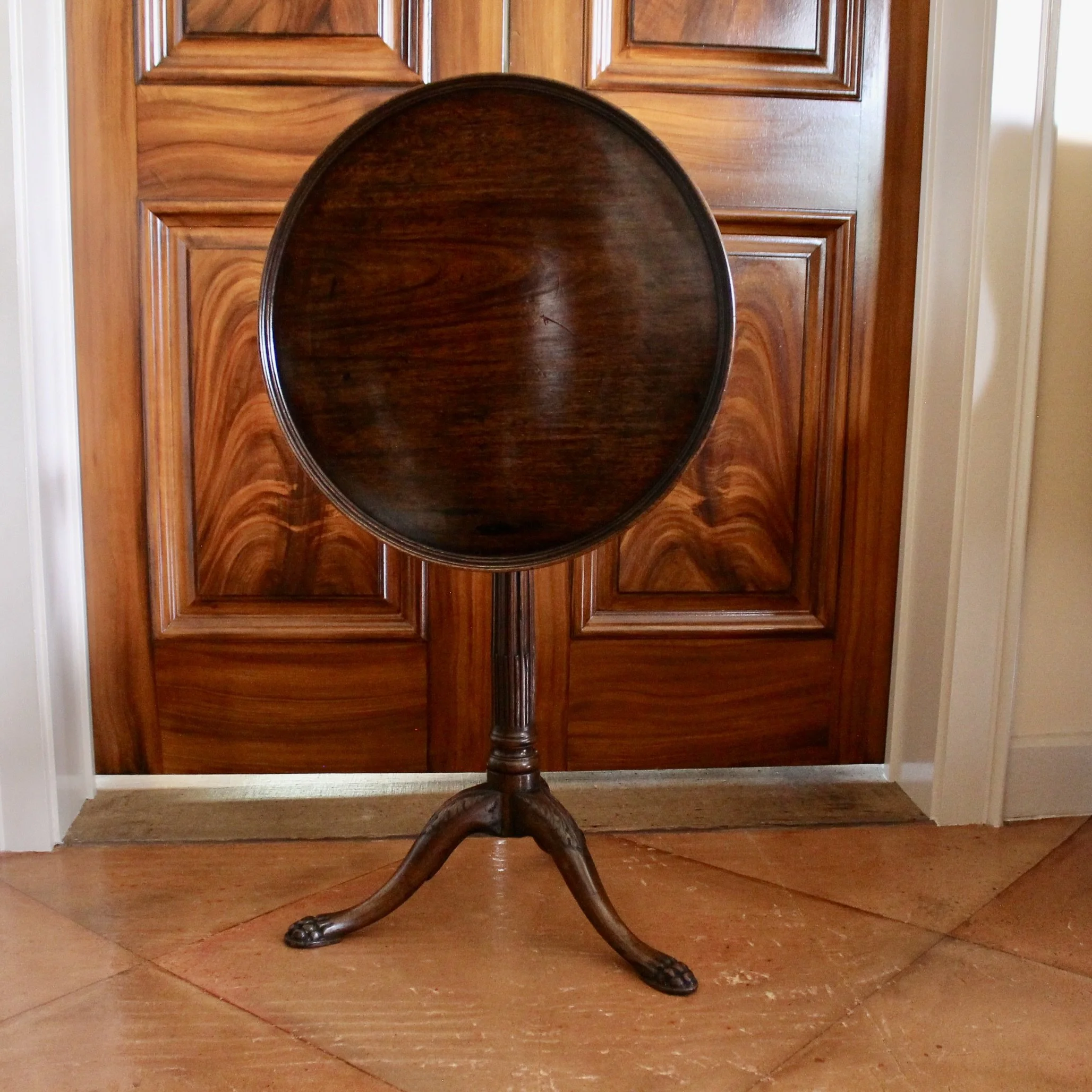 Small Georgian Mahogany Tilt Top Candle Stand Table