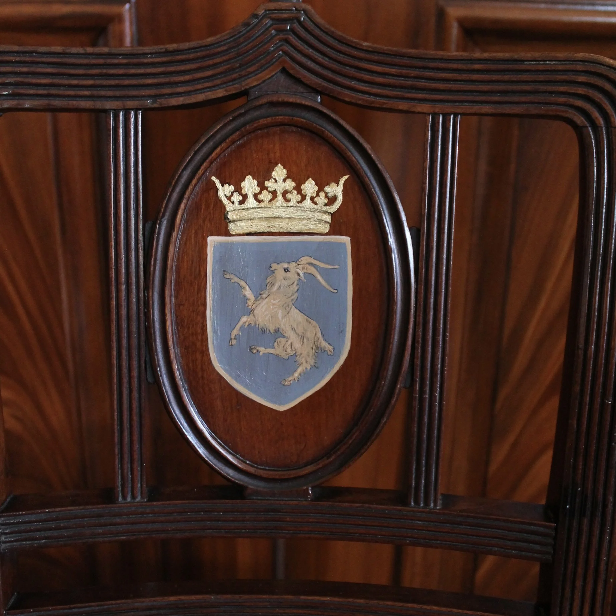 Regency Hall Chair With Painted and Gilt Goat Heraldic Decoration