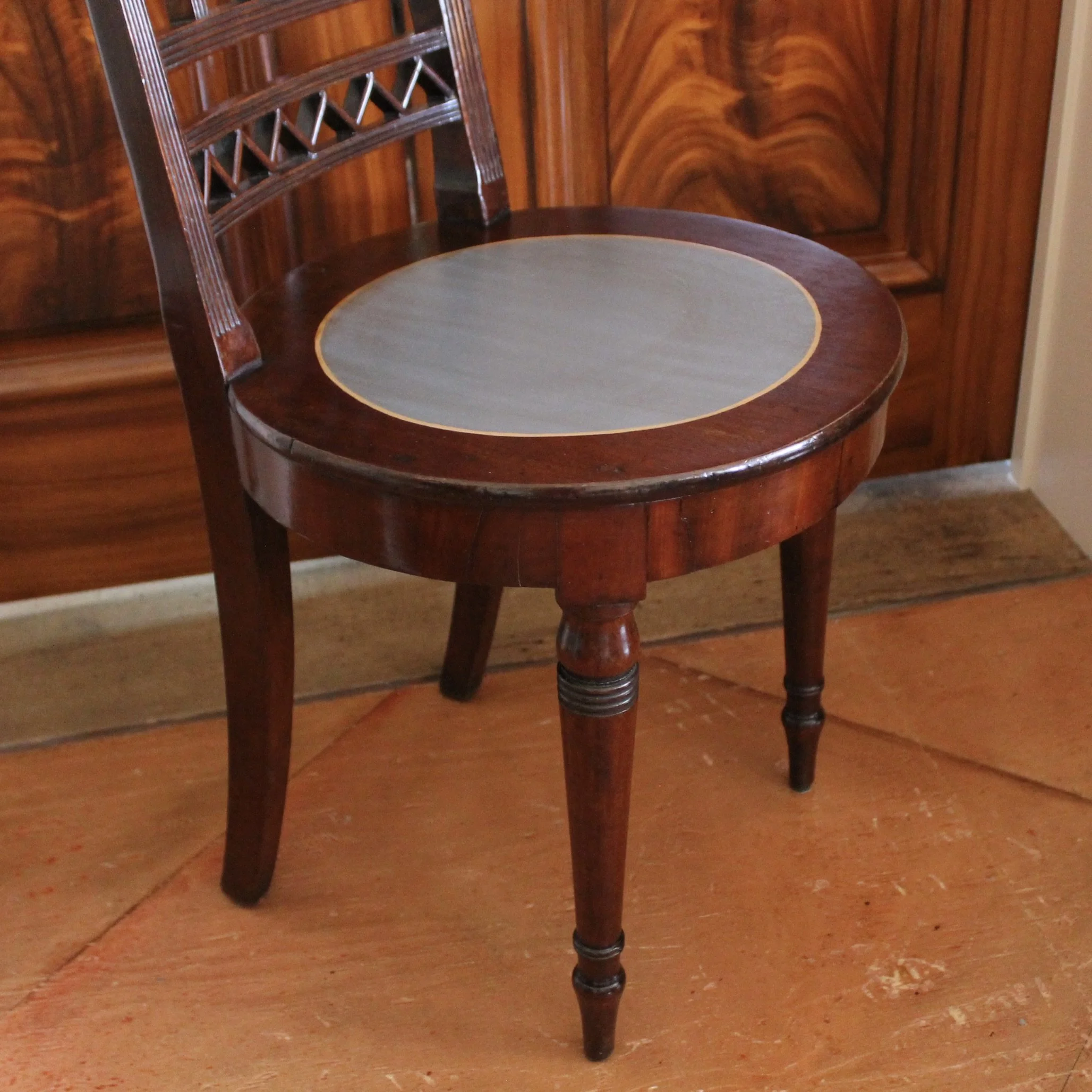 Regency Hall Chair With Painted and Gilt Goat Heraldic Decoration