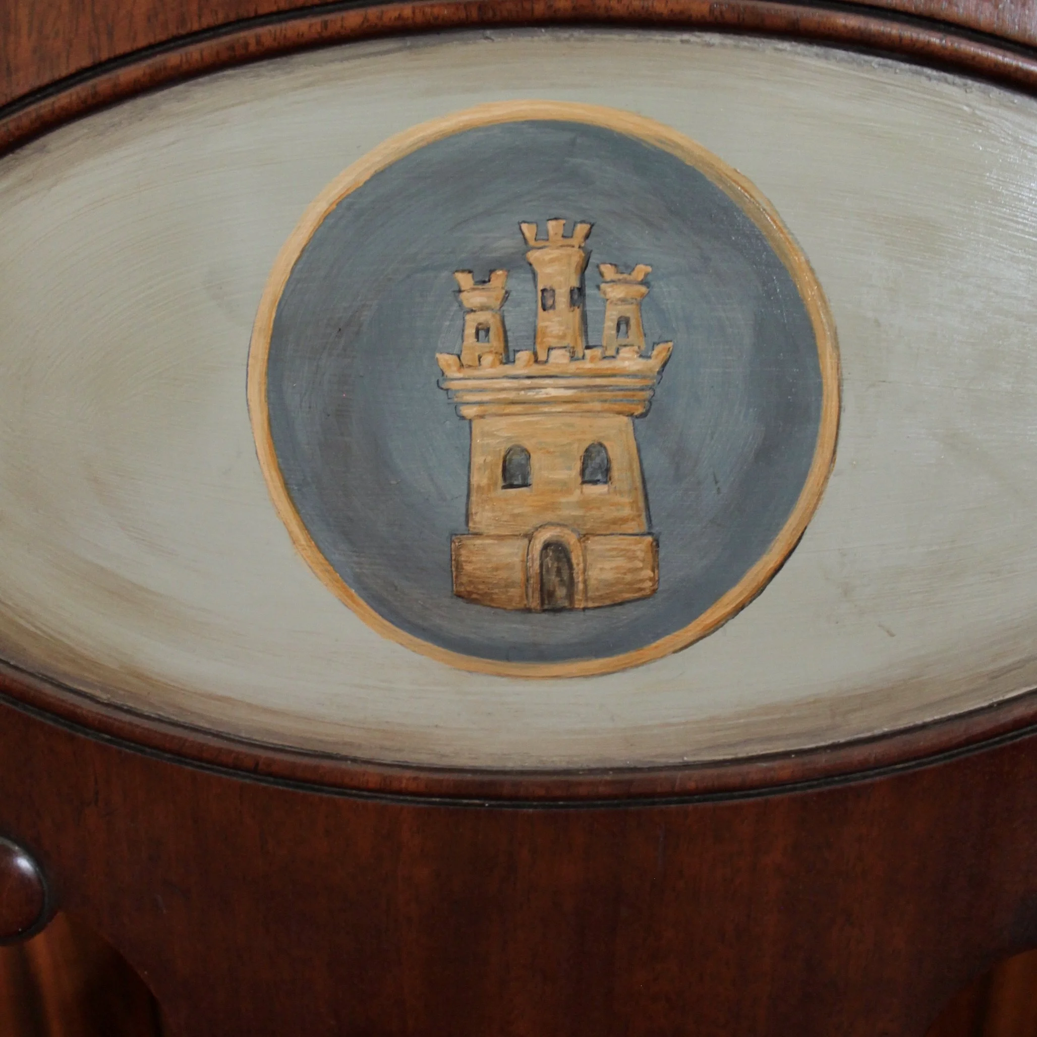 Regency Mahogany Hall Chair with Heraldic Painted