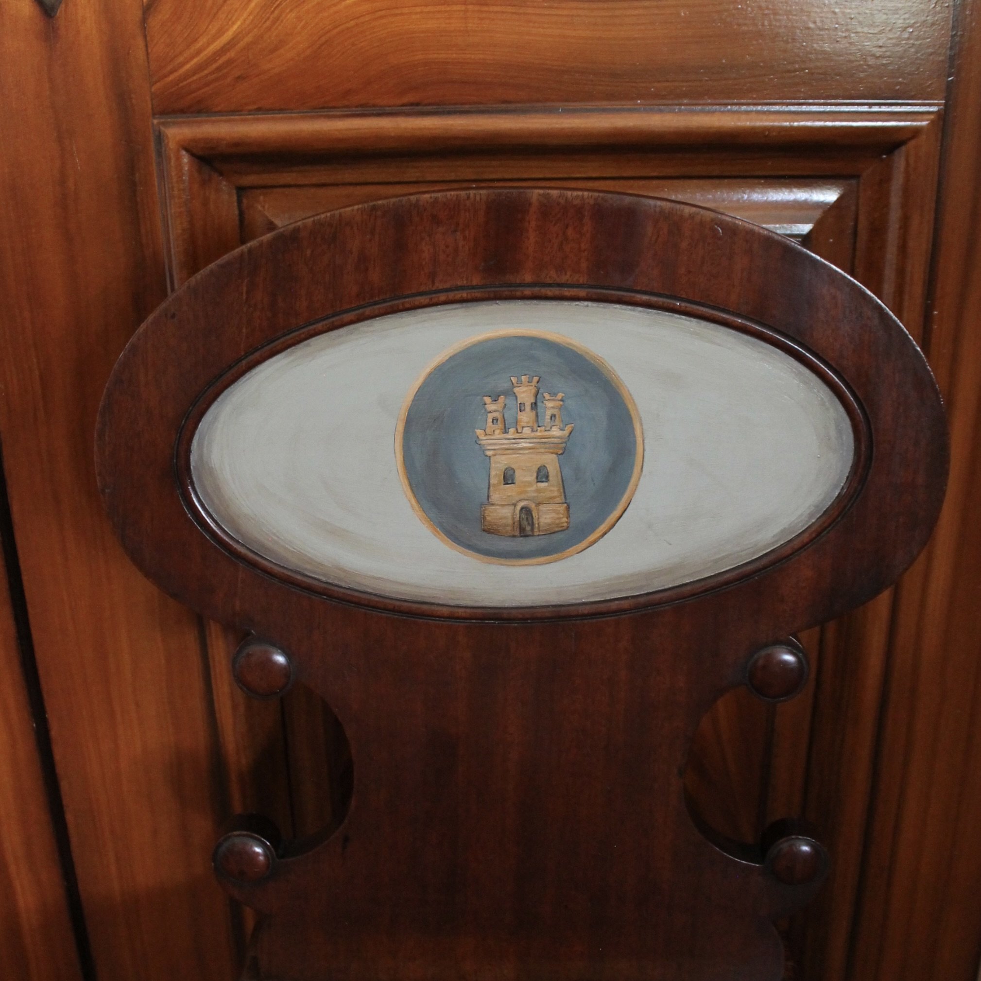Regency Mahogany Hall Chair with Heraldic Painted