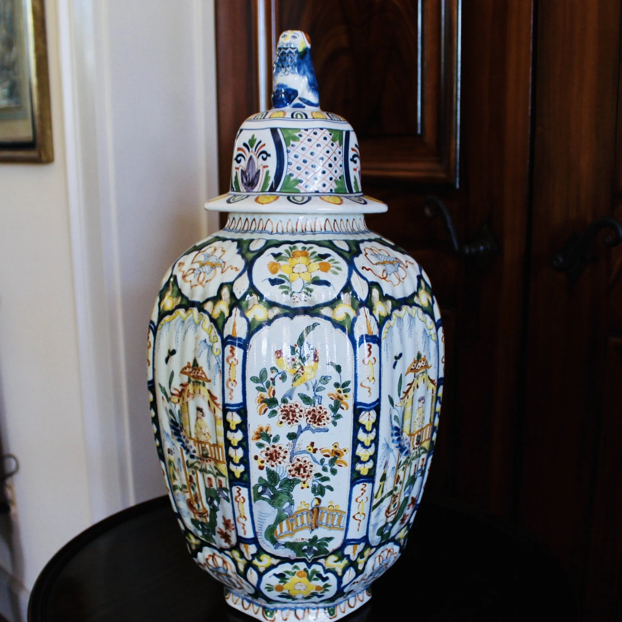 Delft Polychrome colorful Jars Urns