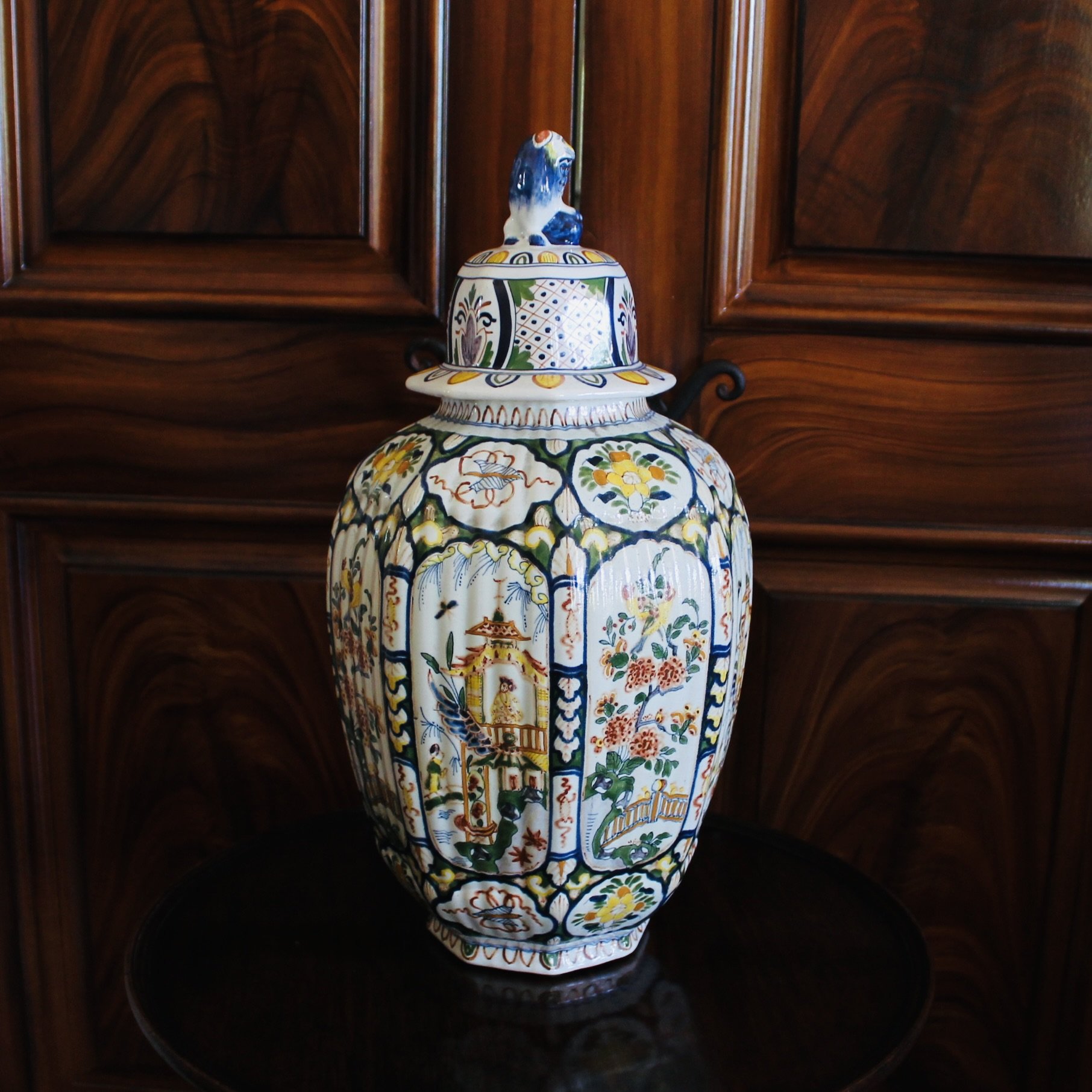 Delft Polychrome colorful Jars Urns