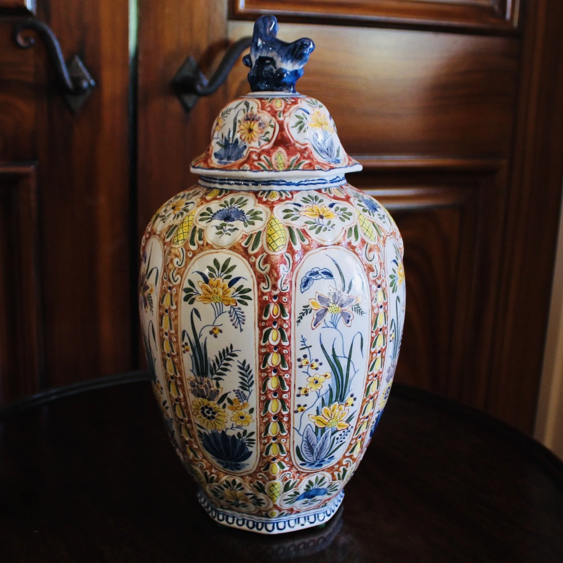 Delft Polychrome colorful Jars Urns