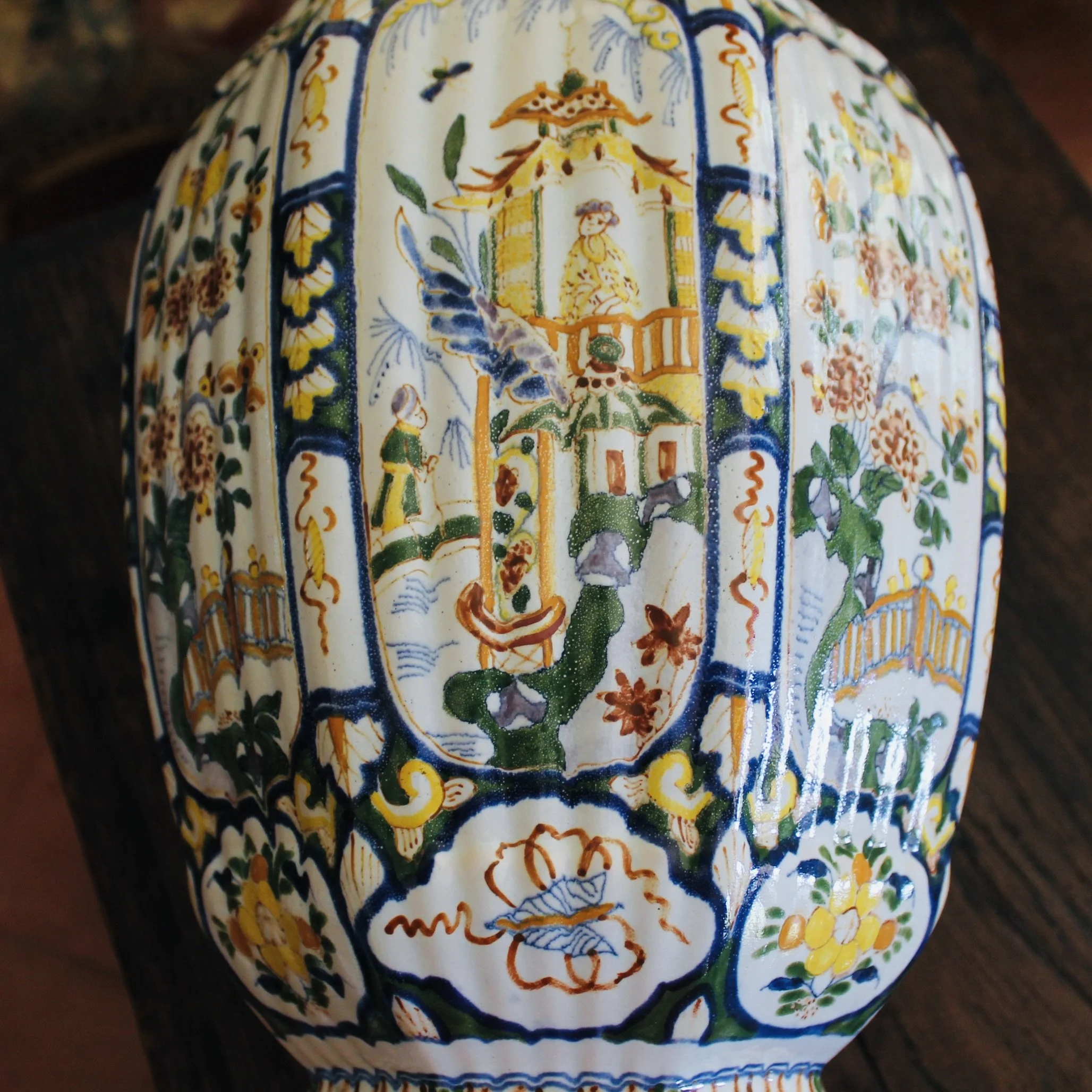 Delft Polychrome colorful Jars Urns