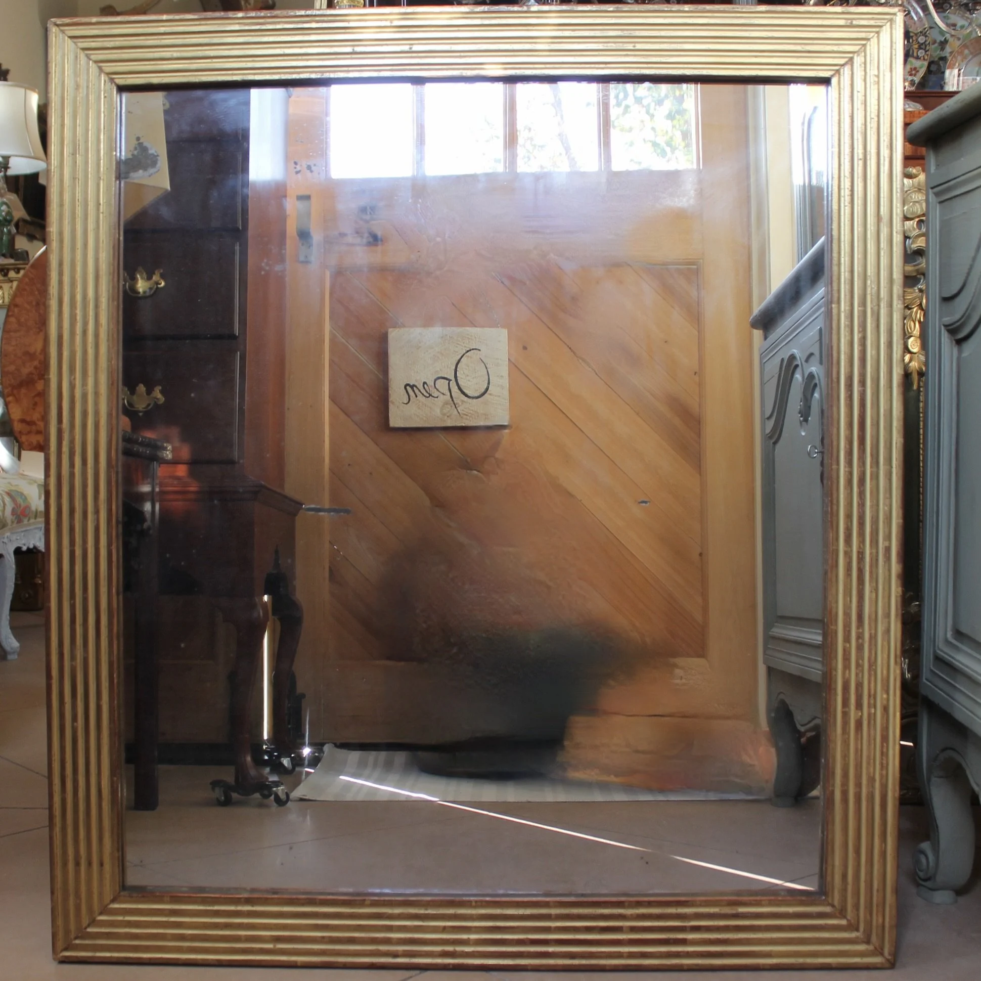 French Giltwood Mirror With Reeded Face, 19th Century