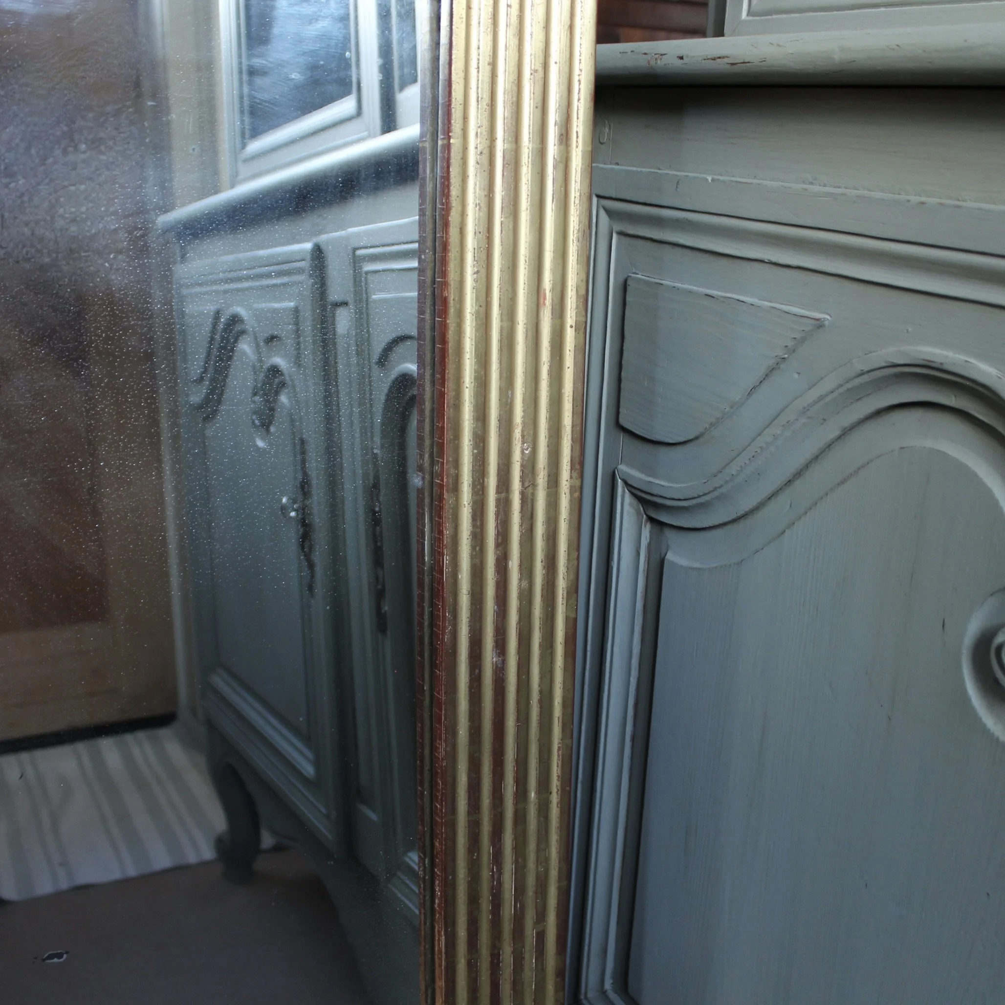 French Giltwood Mirror With Reeded Face, 19th Century
