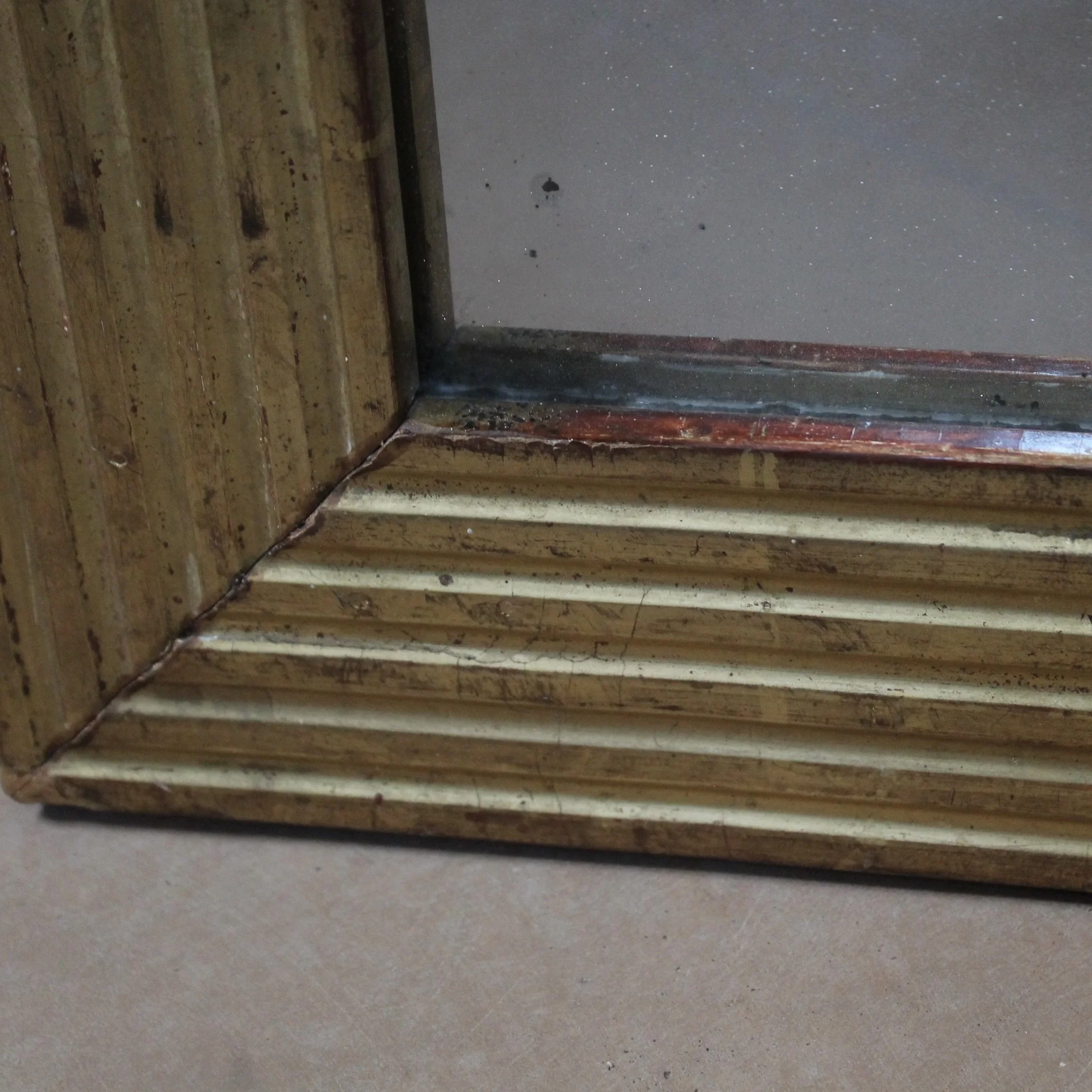 French Giltwood Mirror With Reeded Face, 19th Century