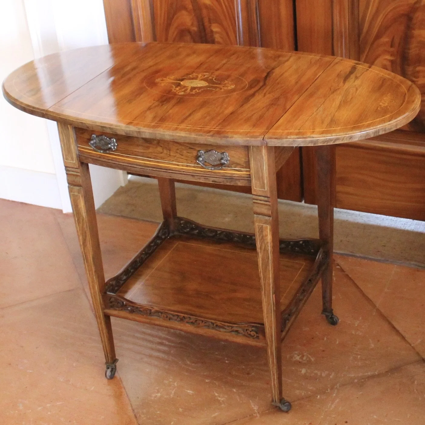 Small Edwardian Inlaid Rosewood Pembroke Table