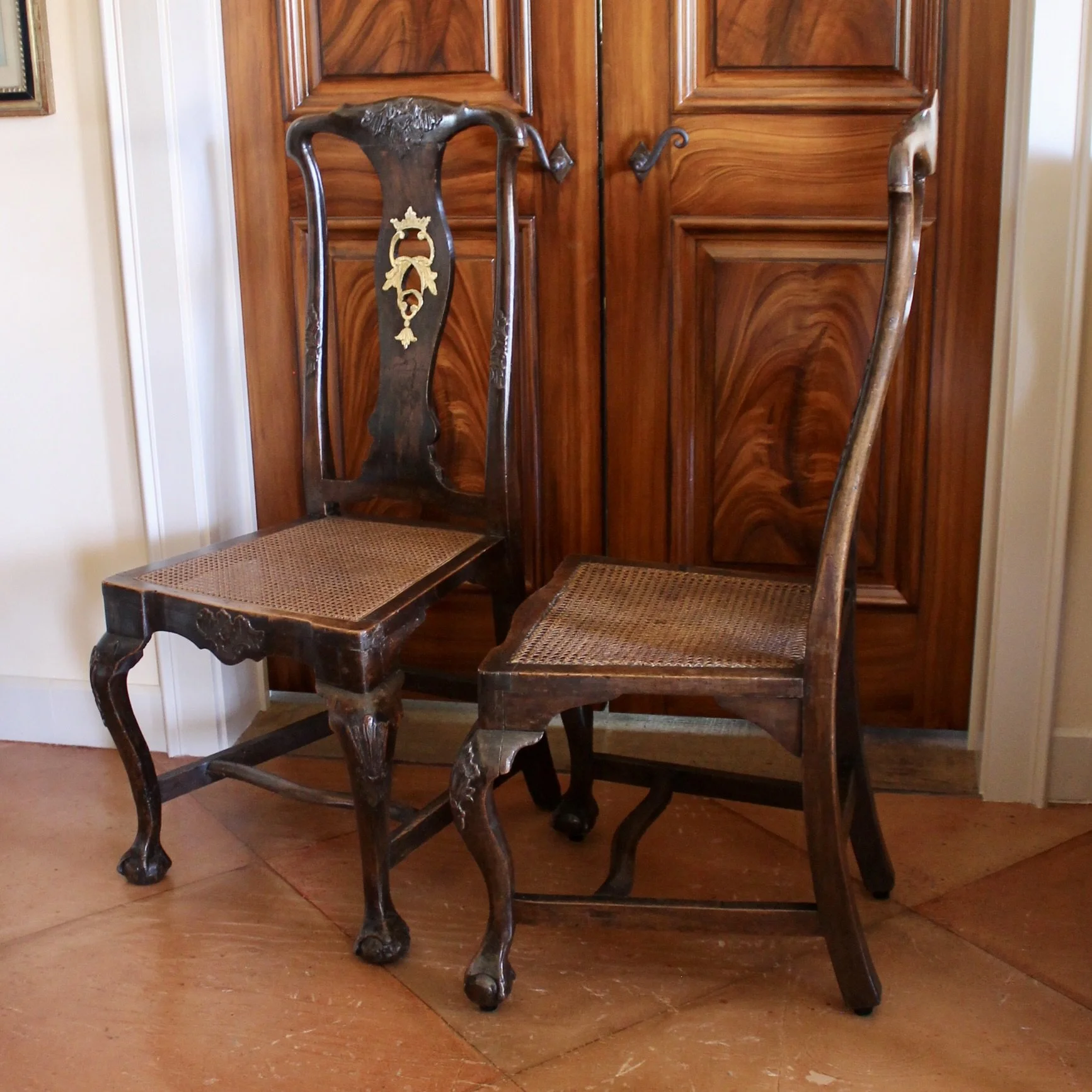 Pair of Portuguese Rococo Carved Side Chairs