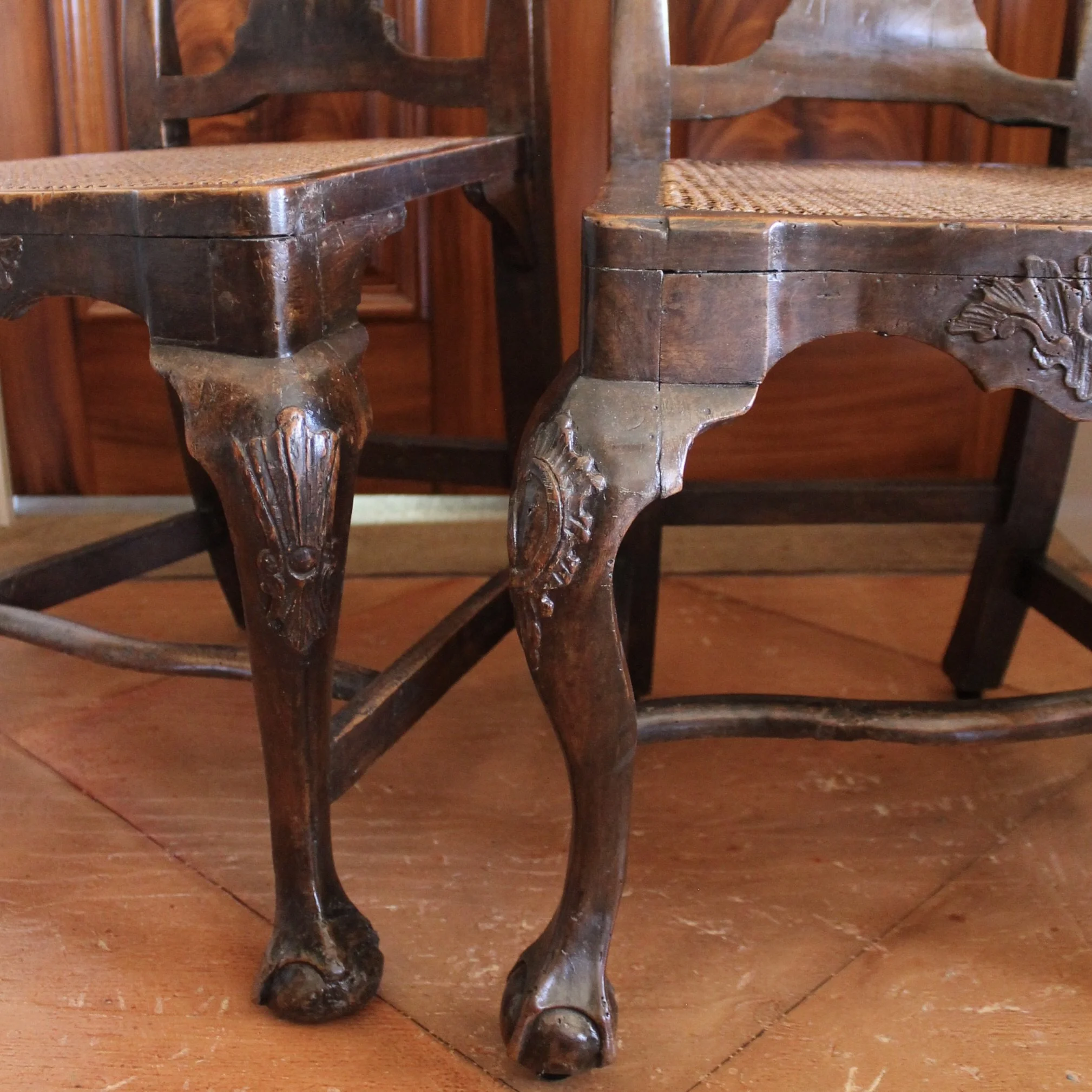 Pair of Portuguese Rococo Carved Side Chairs