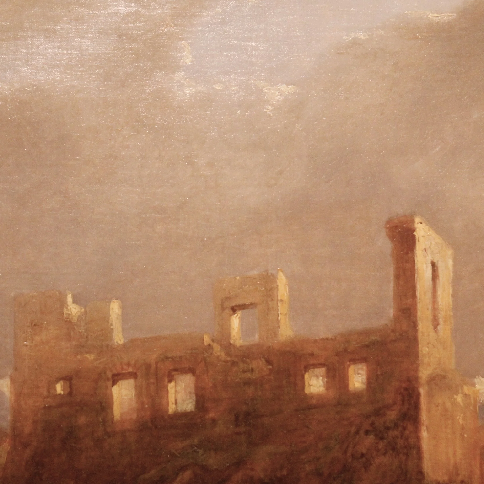 Landscape Painting with Sunlit Castle in Ruins, Sidney Percy