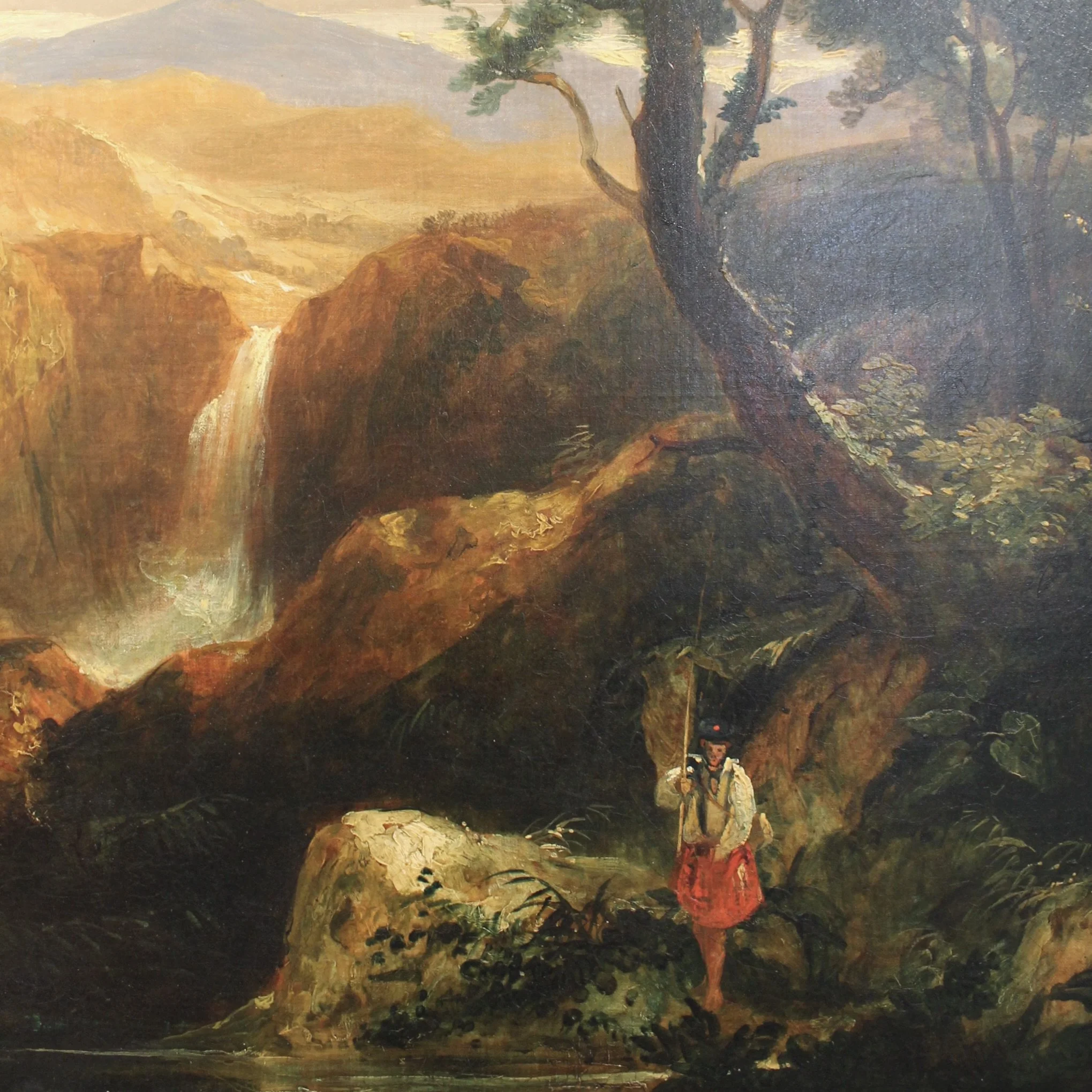 Landscape Painting with Sunlit Castle in Ruins, Sidney Percy