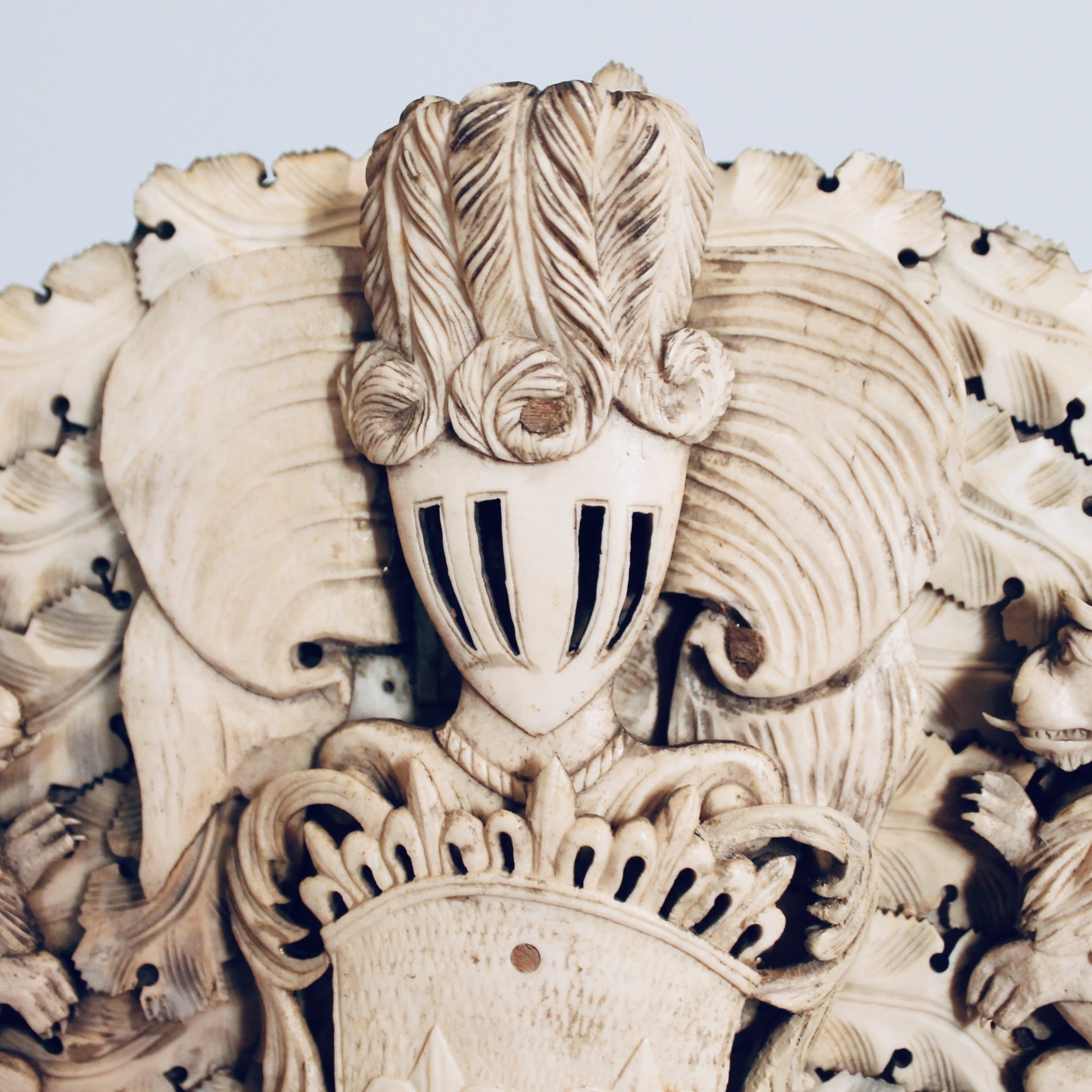 French Dieppe Baroque Carved Cartouche Mirror