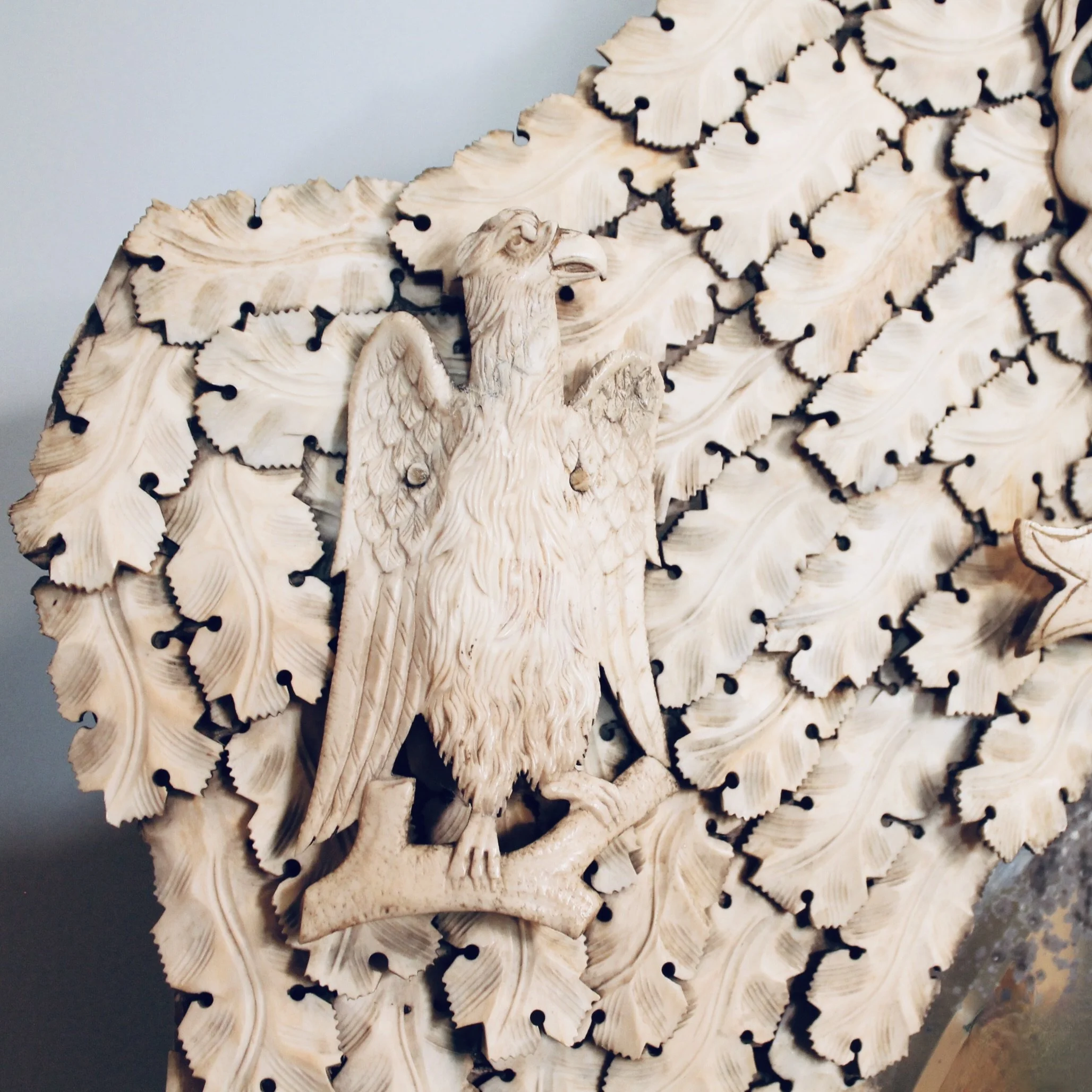 French Dieppe Baroque Carved Cartouche Mirror