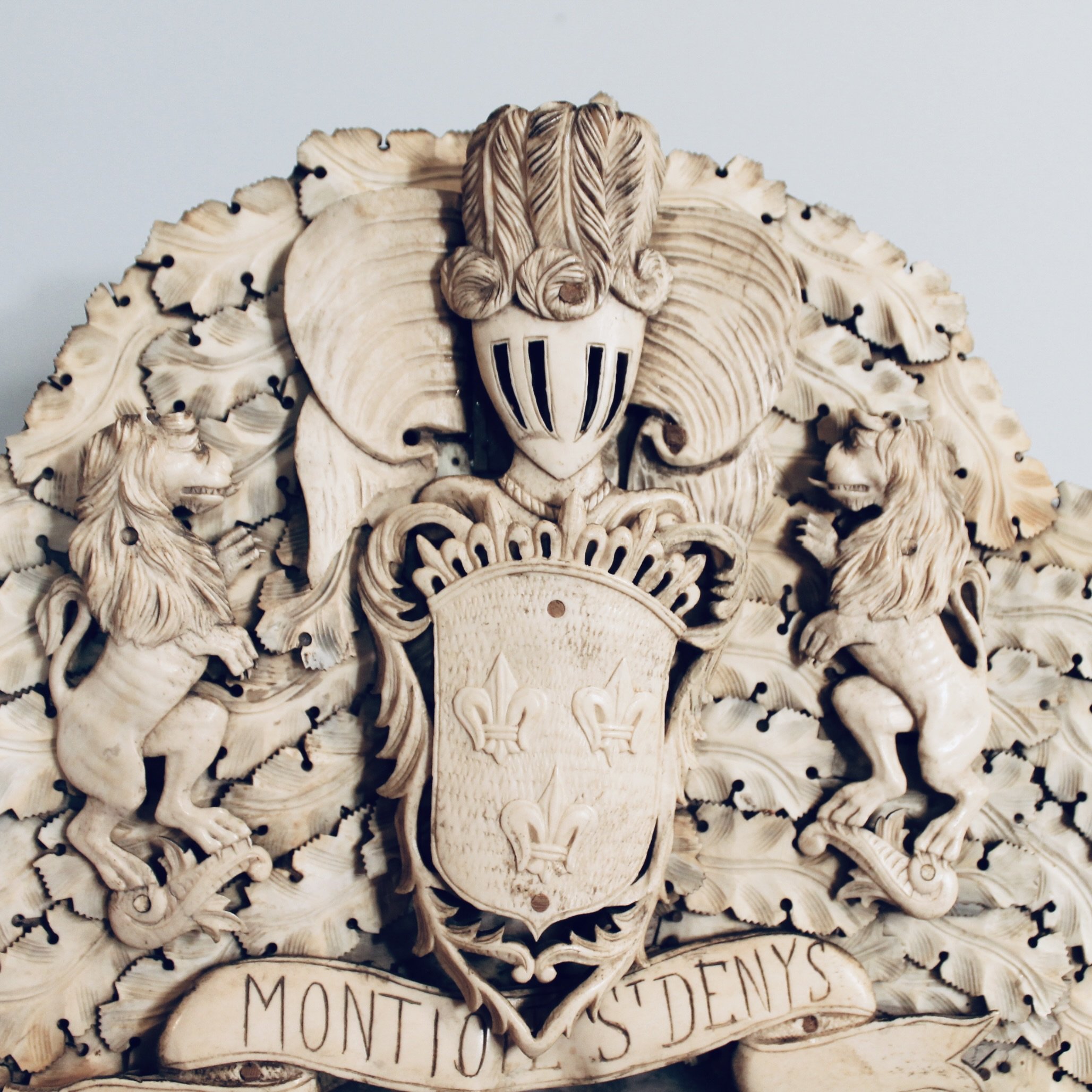 French Dieppe Baroque Carved Cartouche Mirror