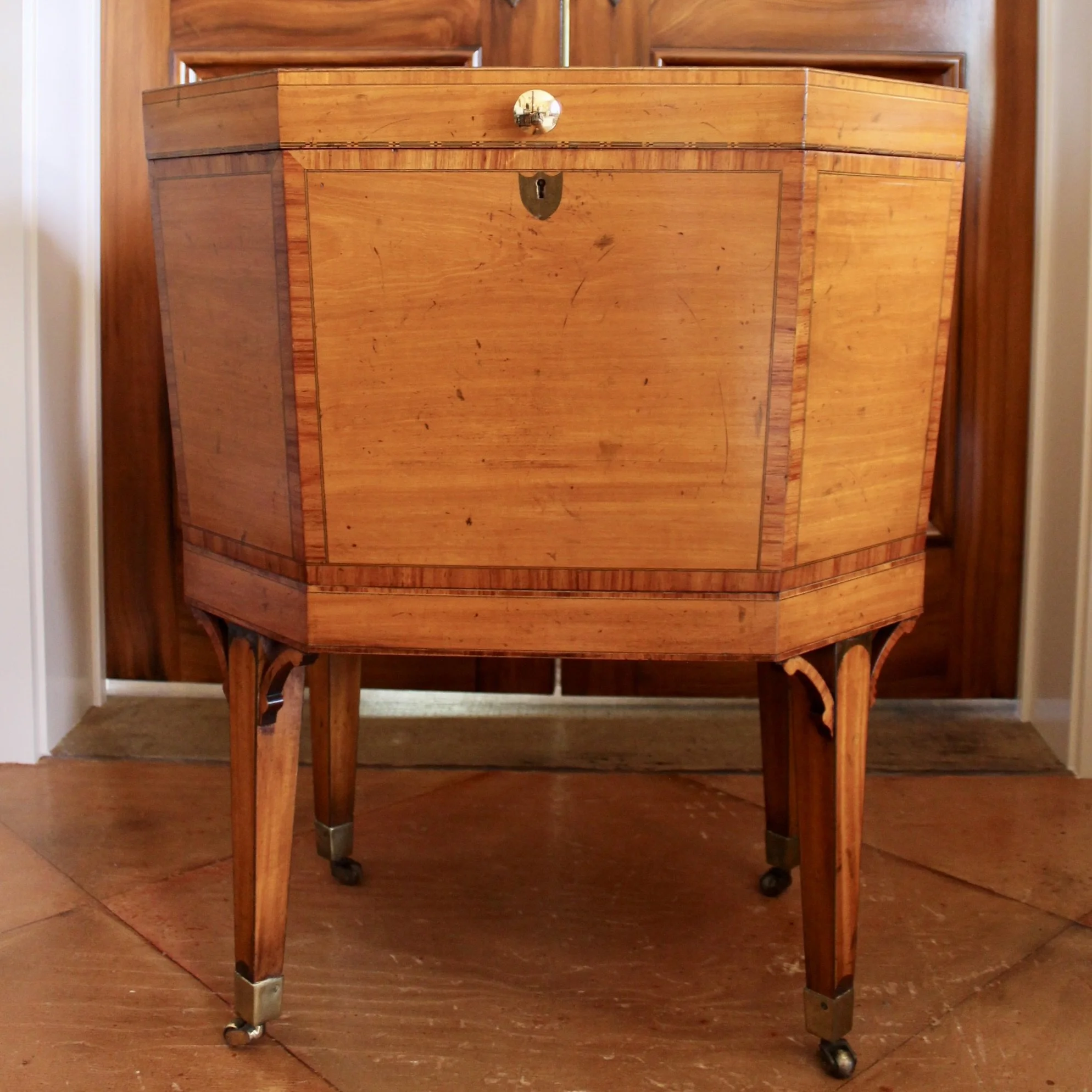Satinwood George III Marquetry Cellarette -Octagonal