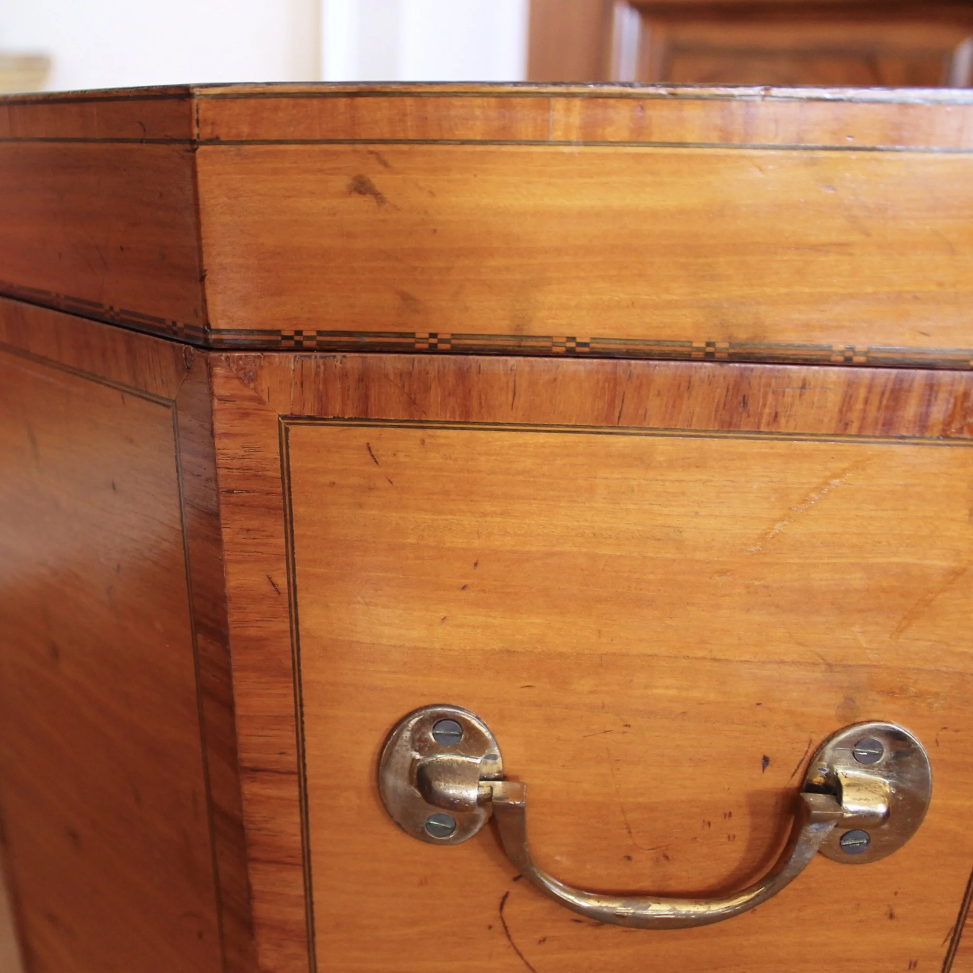 Satinwood George III Marquetry Cellarette -Octagonal