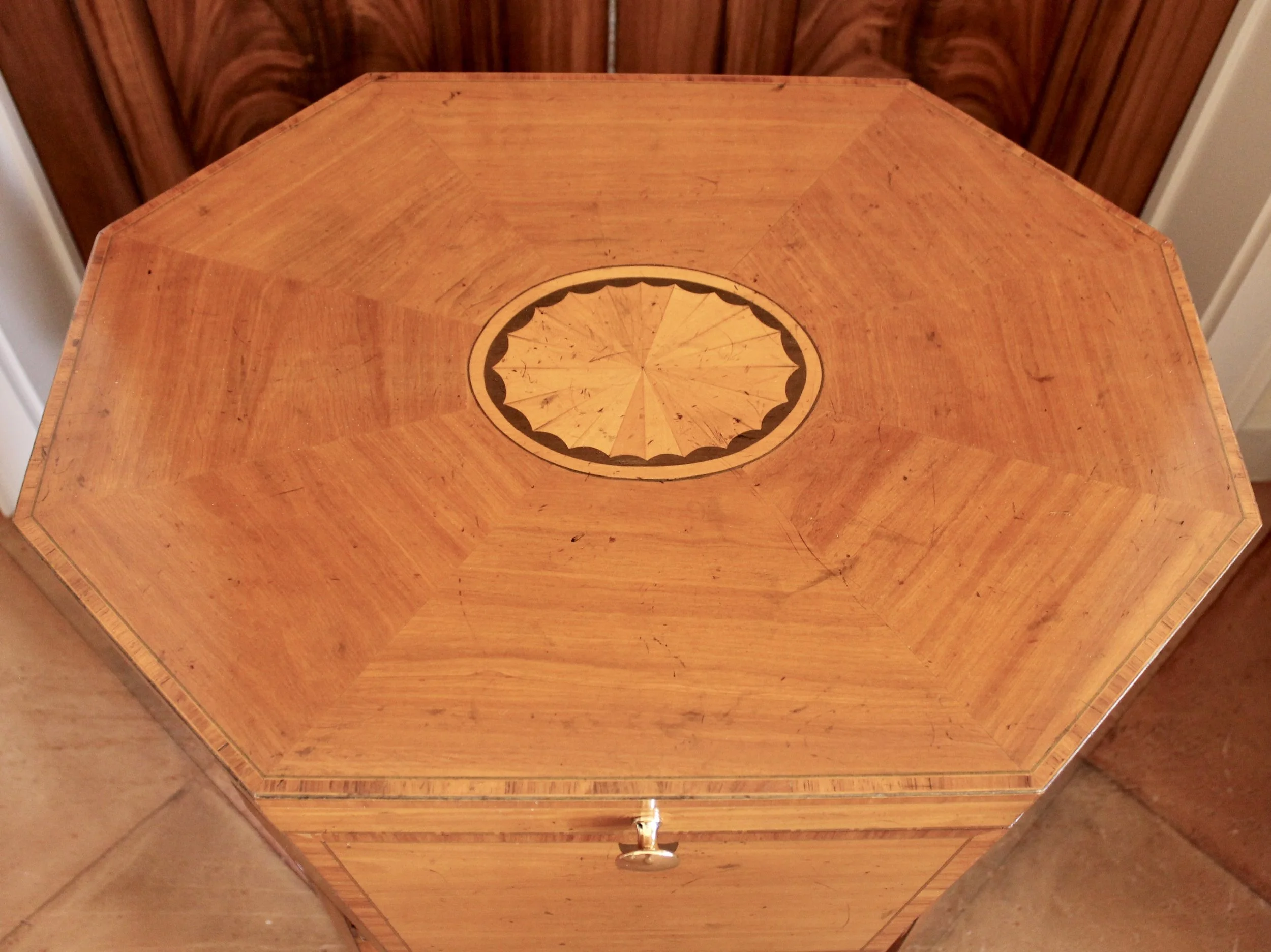 Satinwood George III Marquetry Cellarette -Octagonal