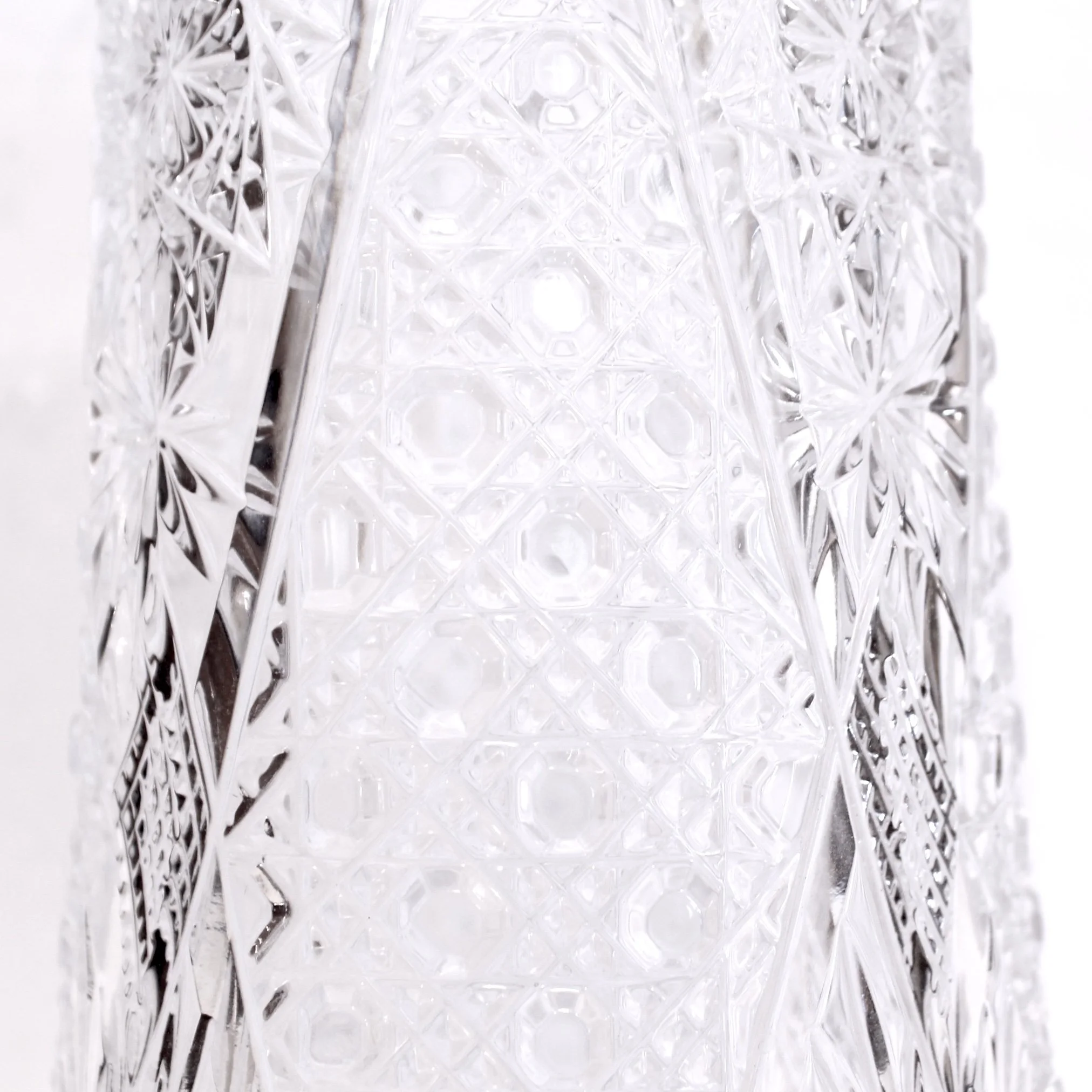 American Brilliant Cut Style Moulded Tall Glass Vase